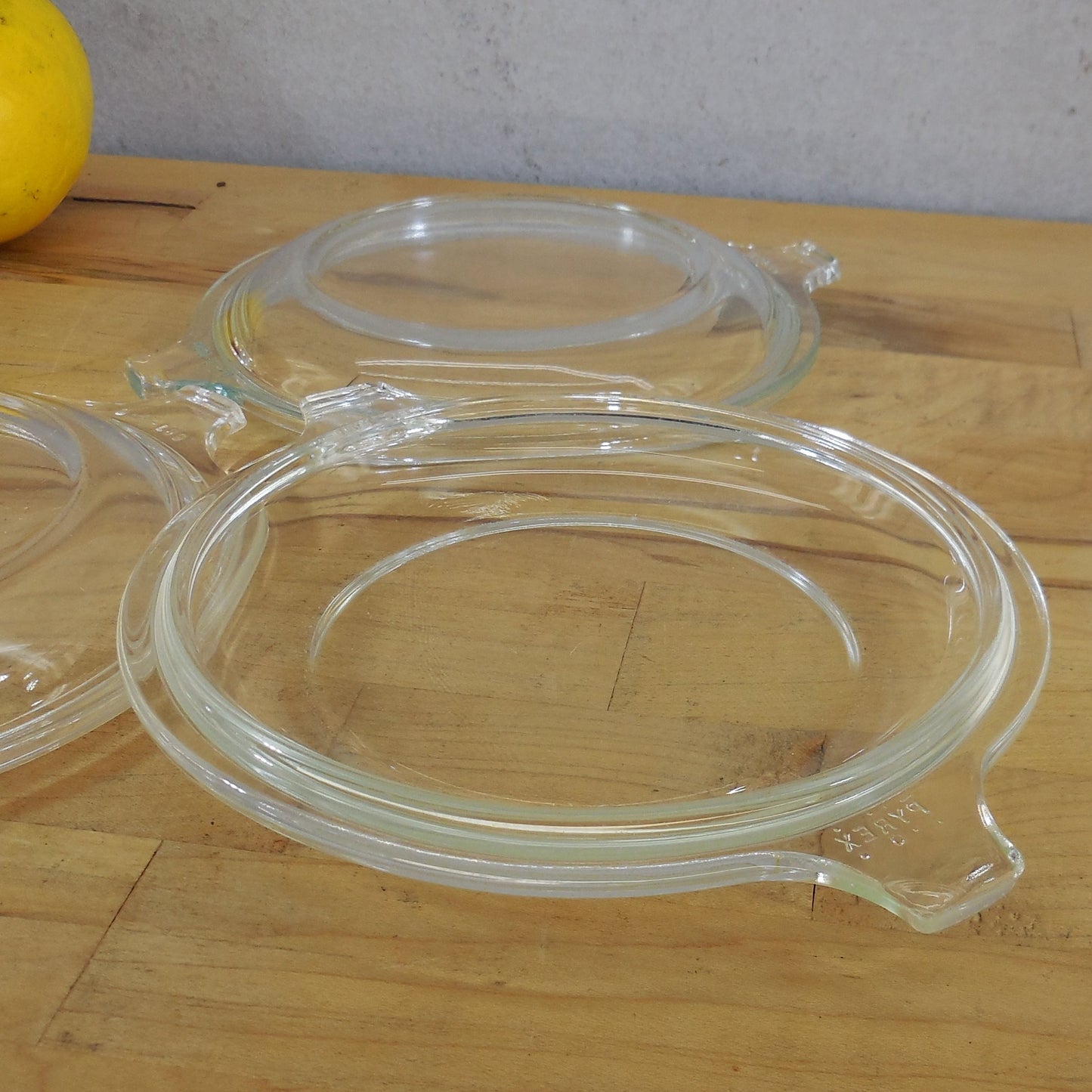 Pyrex Glass Clear Replacement lid 681-C For 019 Dish Lug Handles 3 Lot Used