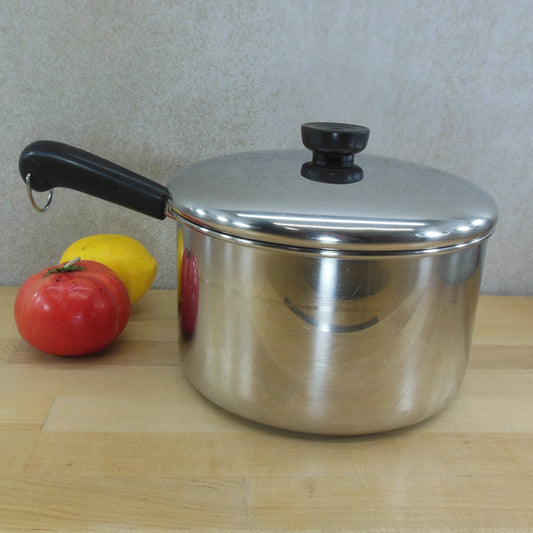 Revere Ware USA 1992 Tri-Ply 4 Quart Saucepan Lid - Thick Disc Bottom Stainless Steel