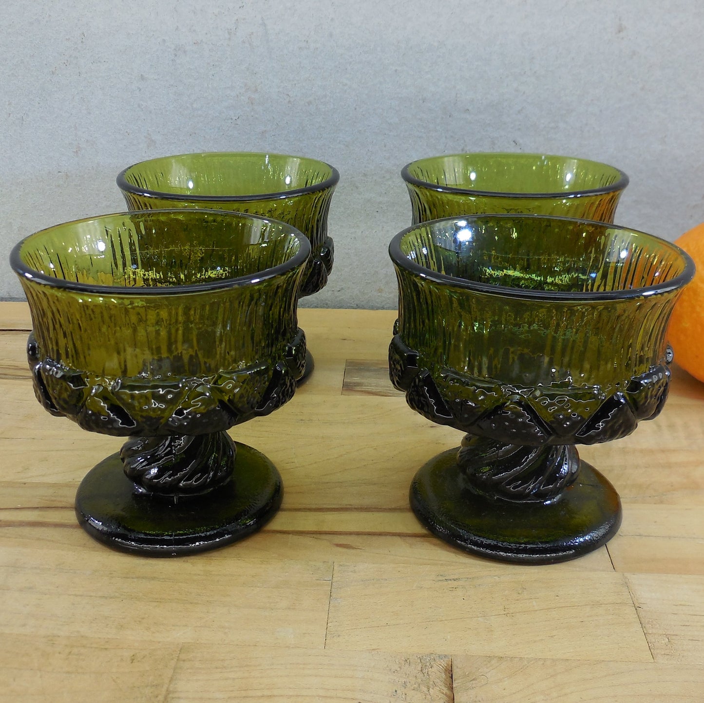 Fostoria Sorrento Green 3-3/4" Sherbert Champagne Glass Goblet - 4 Set
