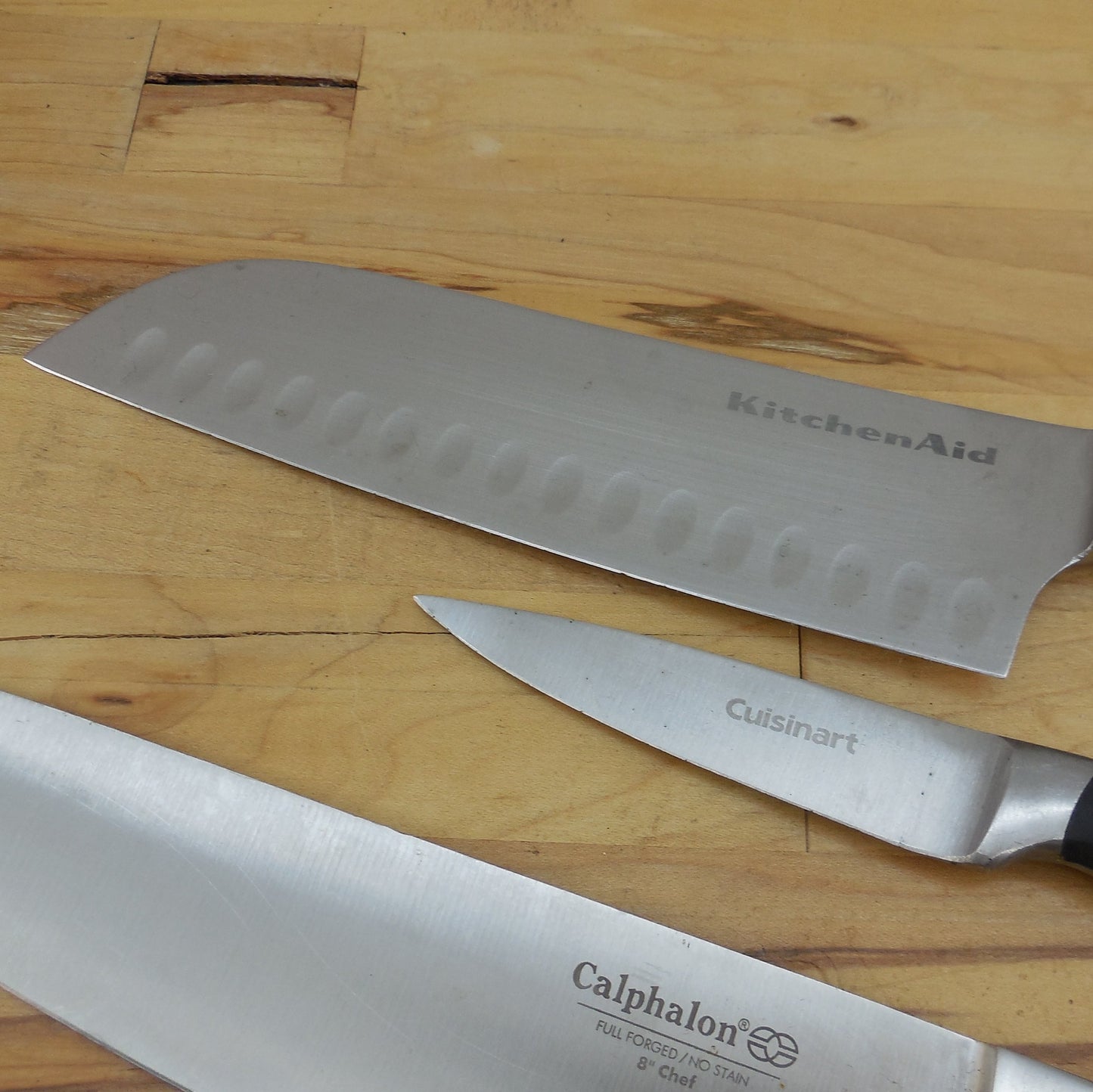 5 Lot Kitchen Knives Calphalon German Steel Cuisinart KitchenAid Chef Paring Stainless