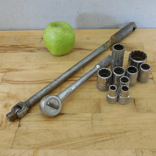 Vtg. 11 Lot S-K  Tools 1/2" Drive Sockets Ratchet Wrench 42470 Breaker Bar 41653