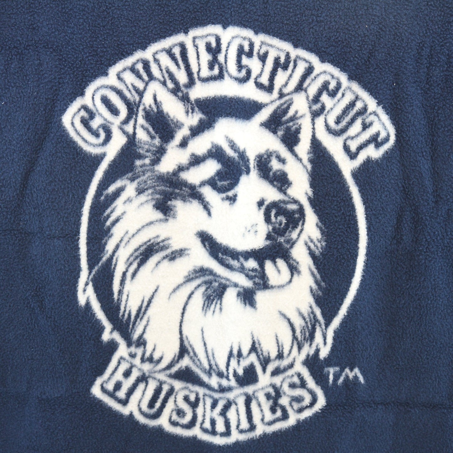 Vintage Biederlack Conneticut Huskies Navy White Blanket Throw 55W X 50L