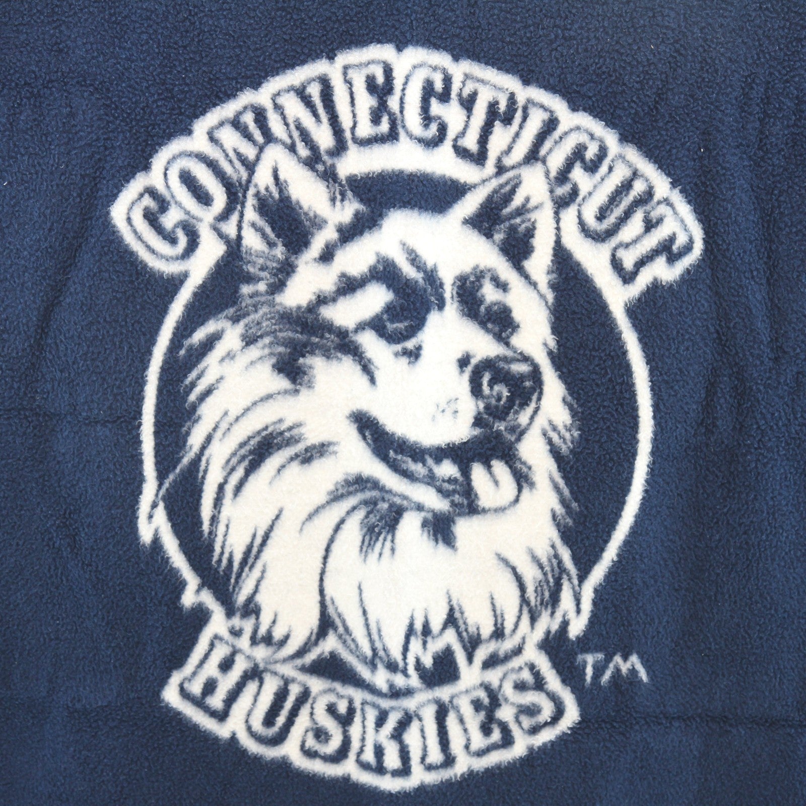 Vintage Biederlack Conneticut Huskies Navy White Blanket Throw 55W X 50L