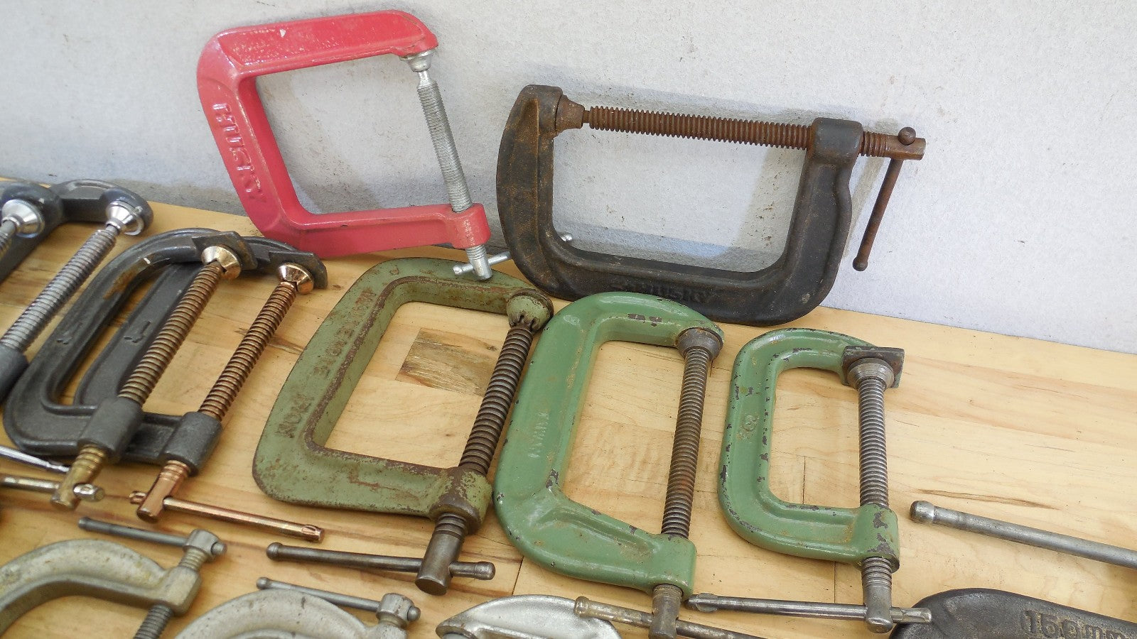 21 Lot Medium C-clamps 3" to 6" Mixed Makers - Craftsman Adjustable Pony Husky