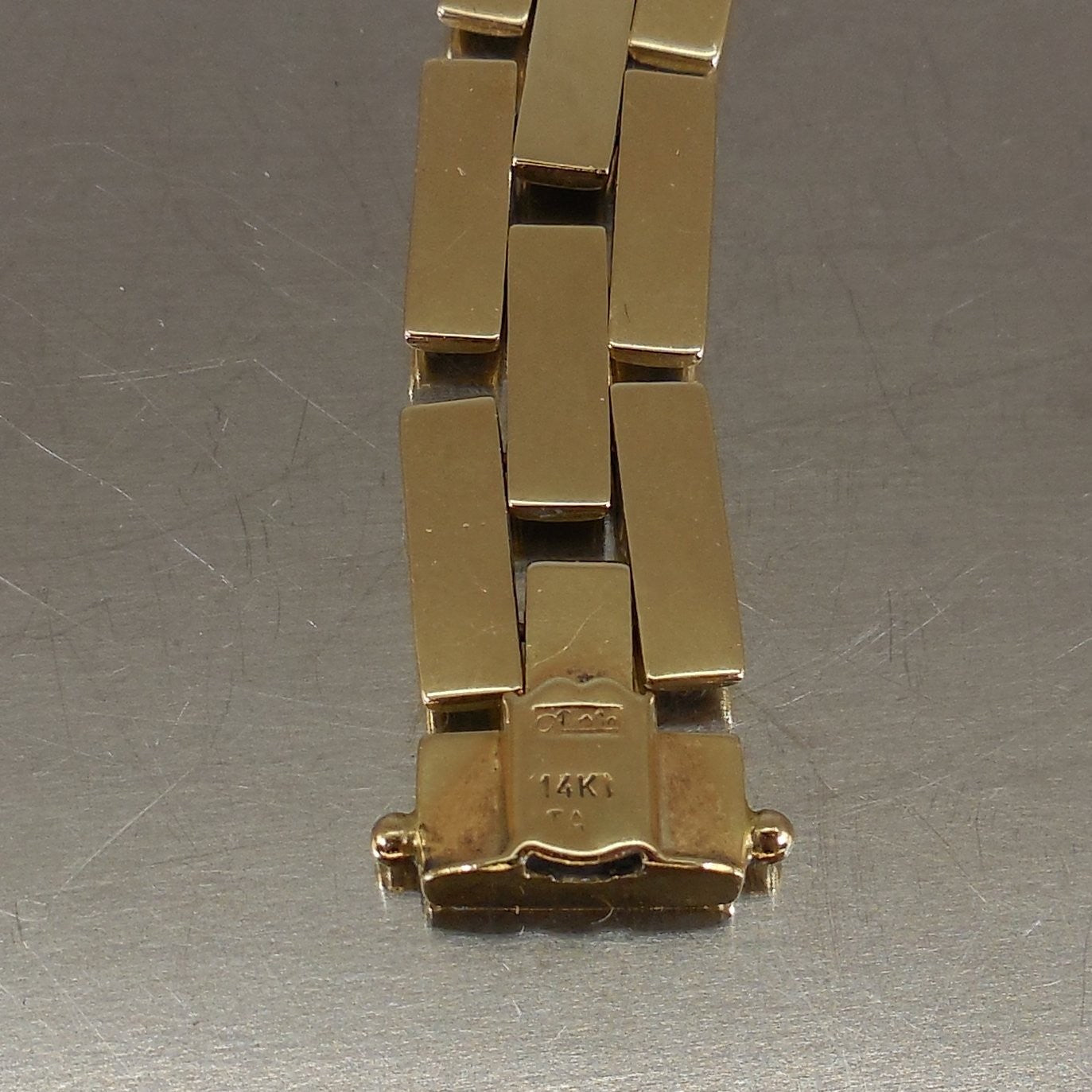 Aurafin Italian 14K Yellow Gold Brick Link Chain 7.25" Bracelet 20.2 Grams