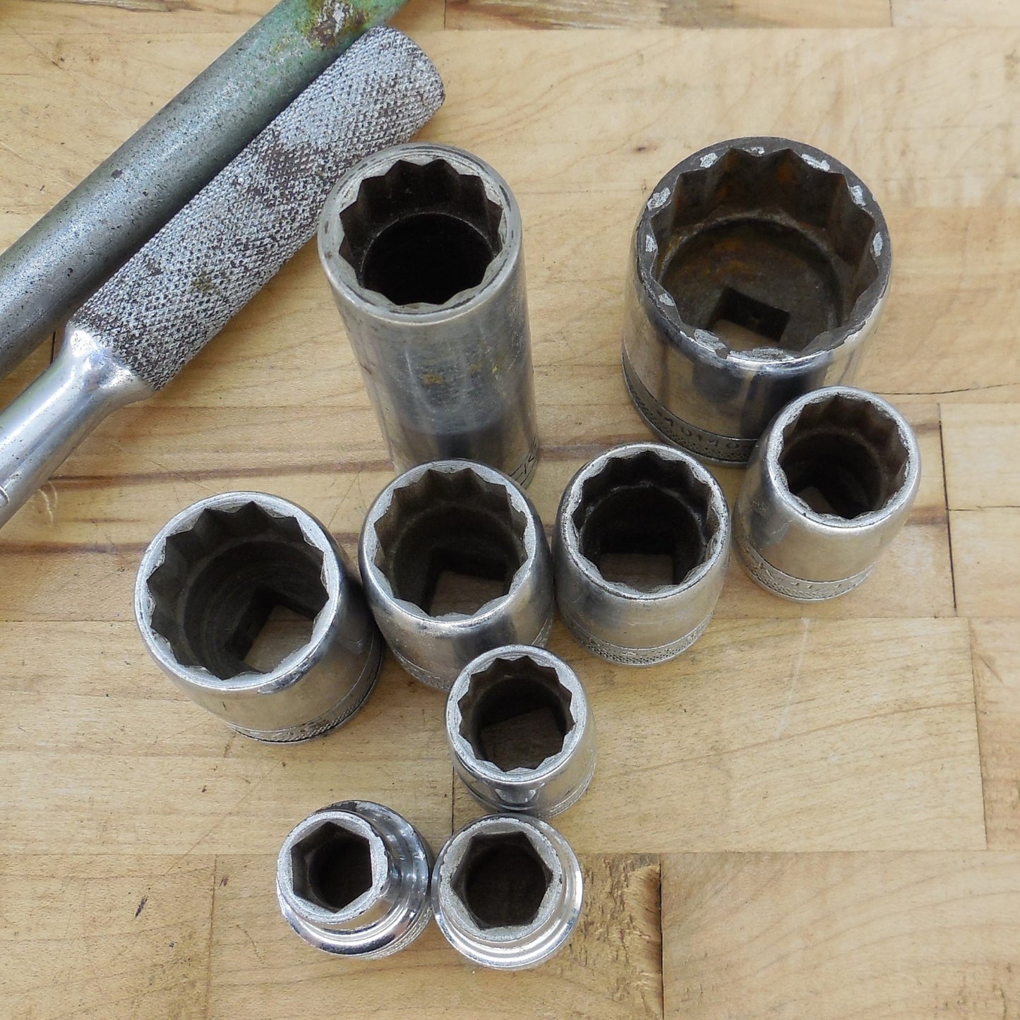 Vtg. 11 Lot S-K  Tools 1/2" Drive Sockets Ratchet Wrench 42470 Breaker Bar 41653