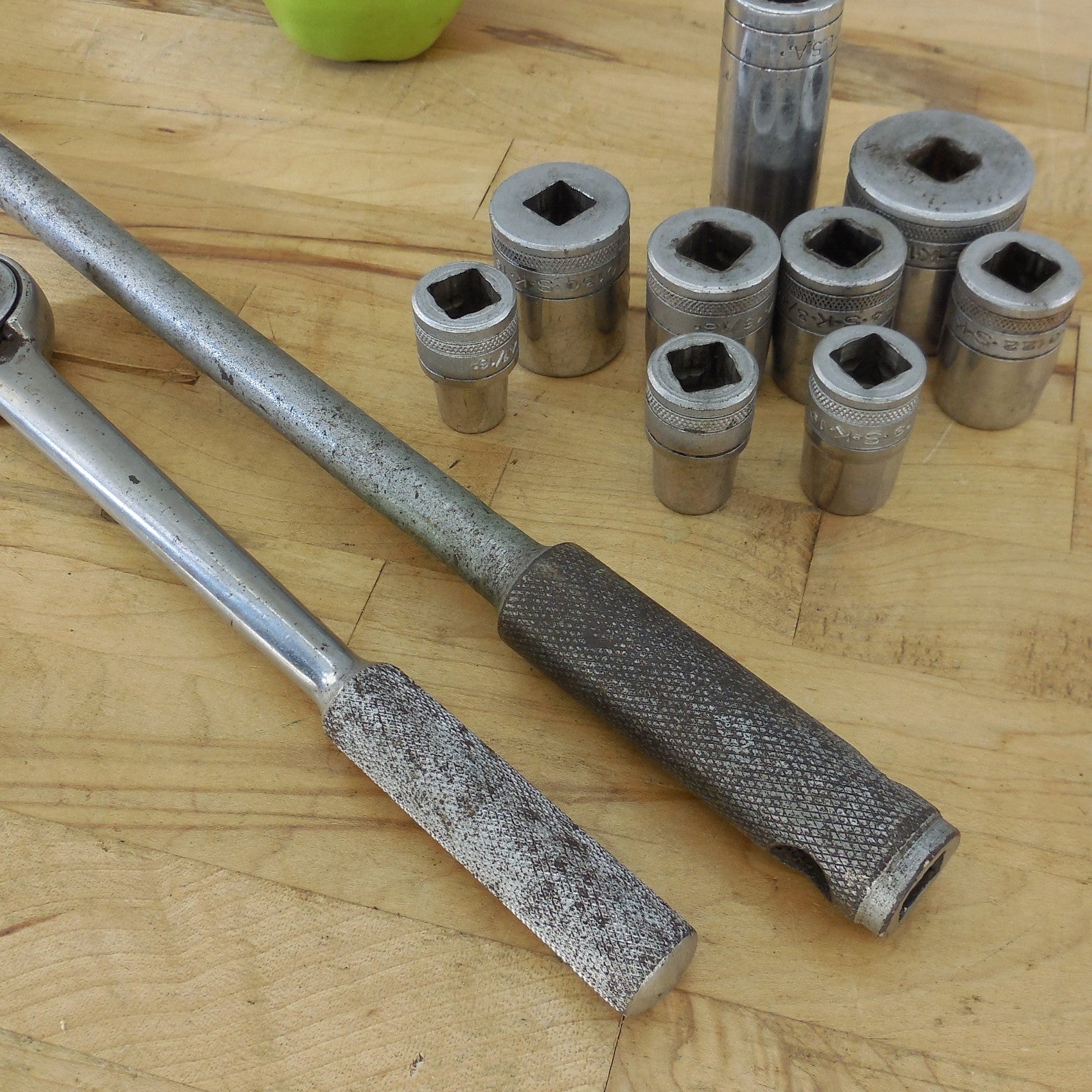 Vtg. 11 Lot S-K  Tools 1/2" Drive Sockets Ratchet Wrench 42470 Breaker Bar 41653