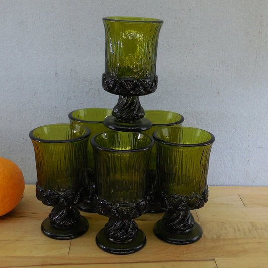 Fostoria Sorrento Green 5" Wine Glass Goblet - 6 Set