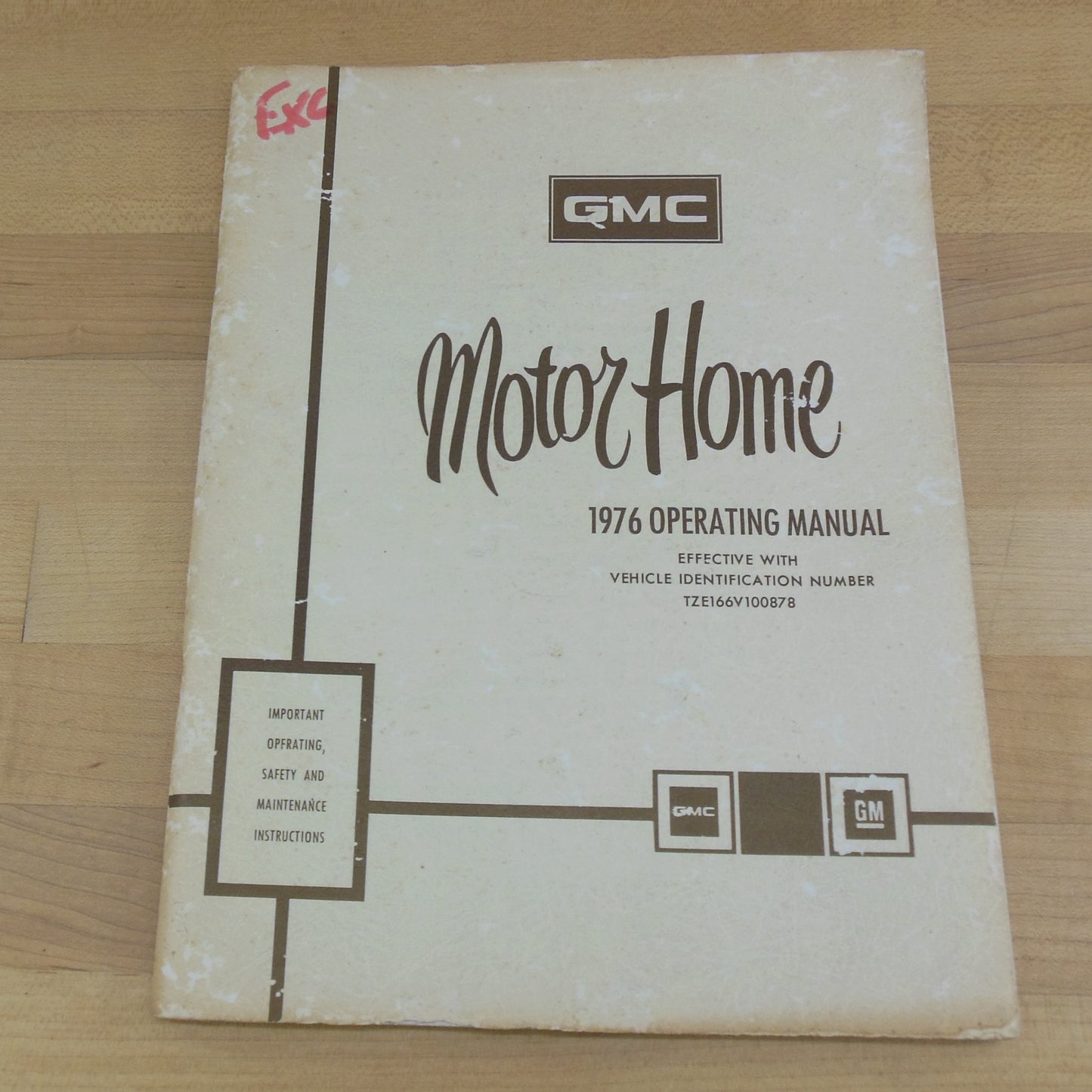 GMC Operating Service Manual 1976 Motorhome