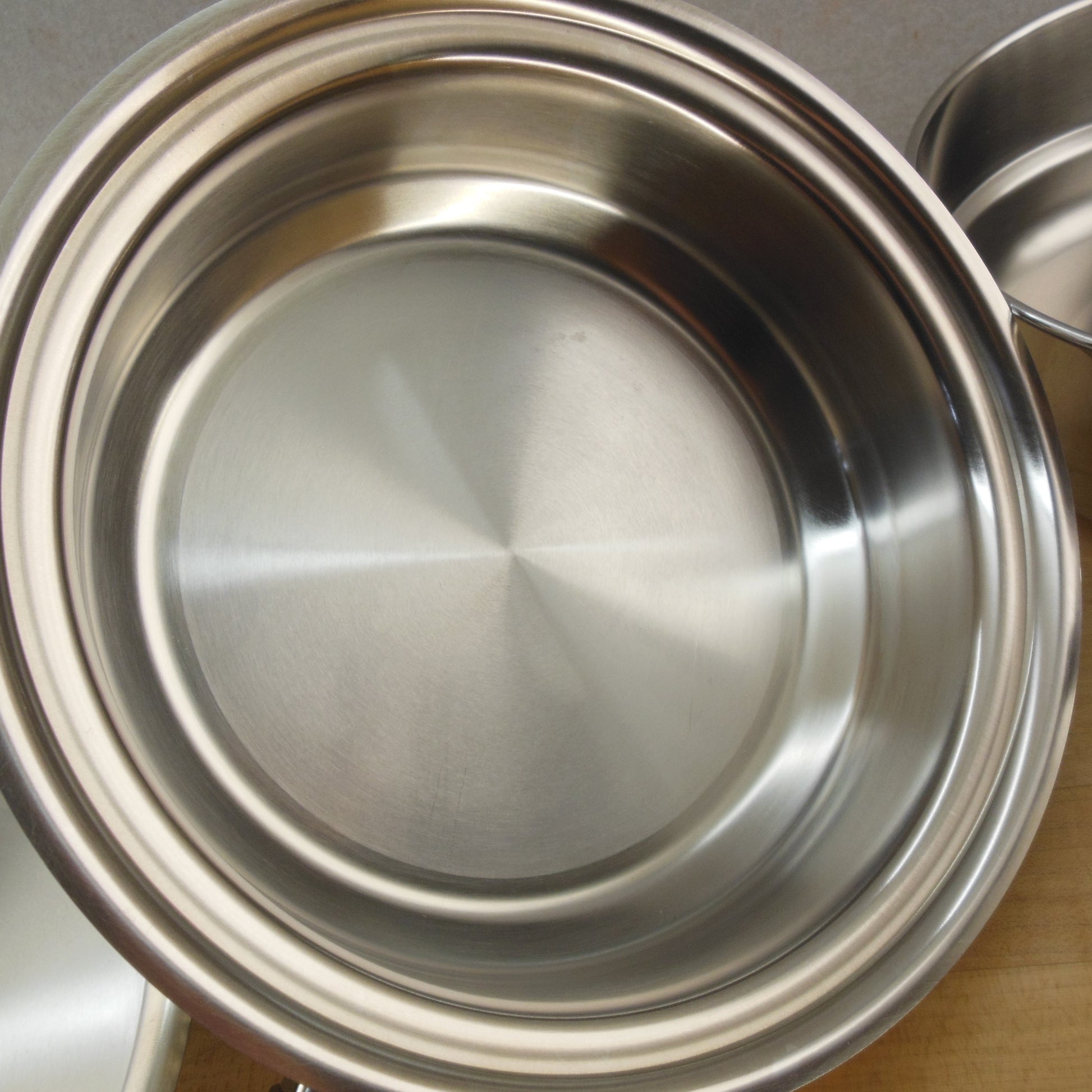 Kitchen Craft Americraft 9" Stainless Small Skillet, Lid & Double Boiler Cleaned