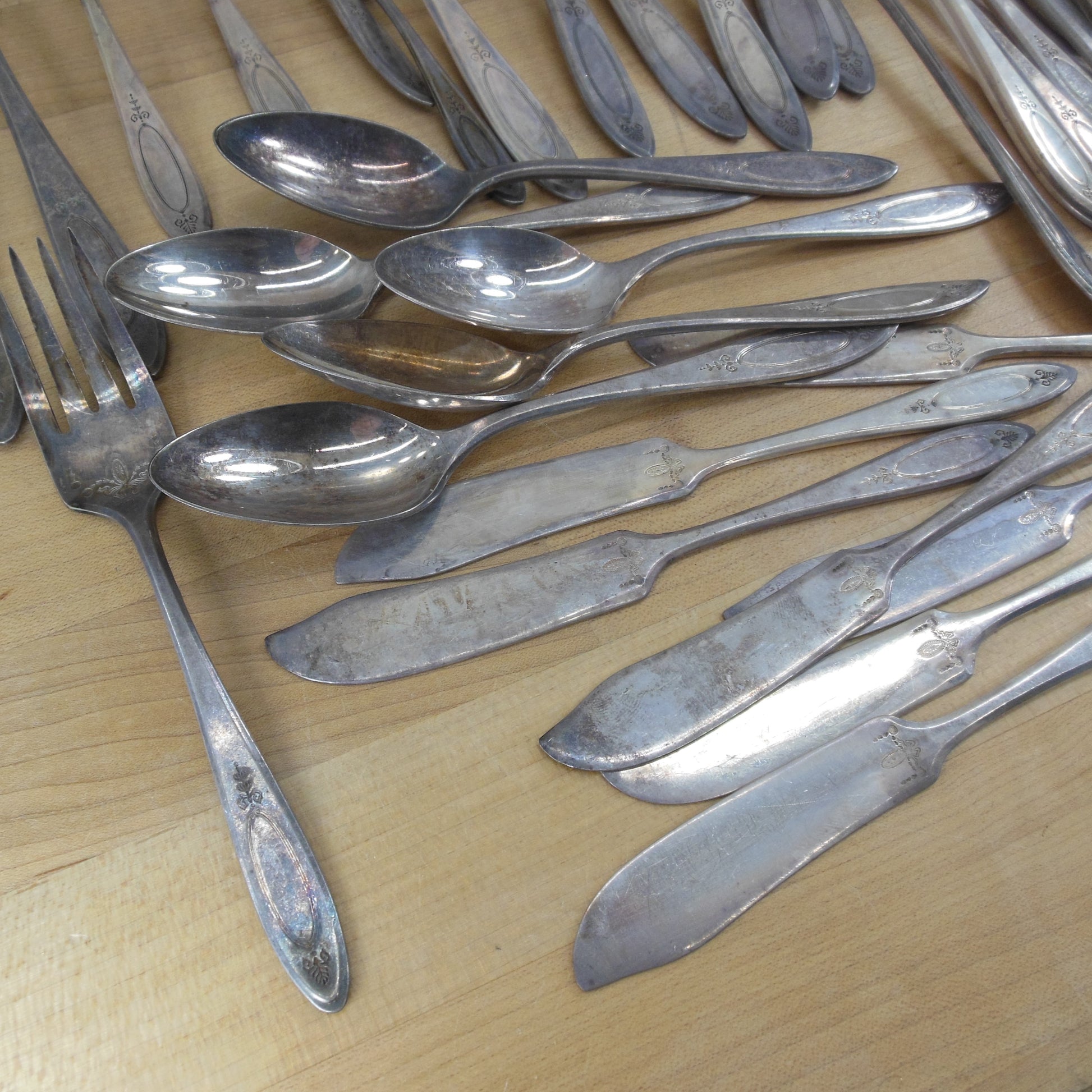 Oneida Community Adam Silverplate Silverware Lot - 34 Pieces Estate