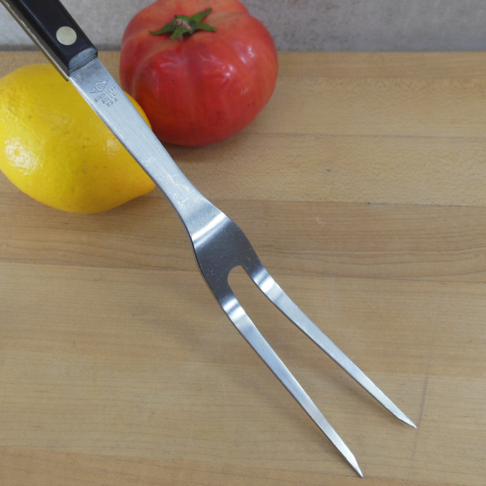 Ace USA Stainless Kitchen Carving Turning Fork Black vintage used