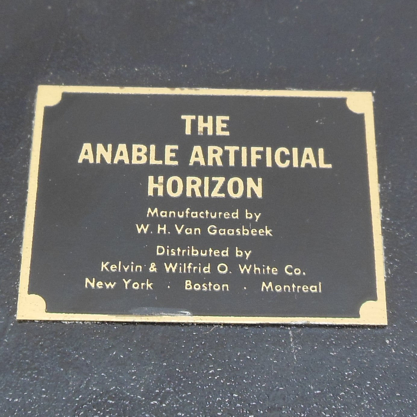 Kelvin & Wilfrid O. White Co. Gaasbeek The Anable Artificial Horizon Nautical Navigation maker label