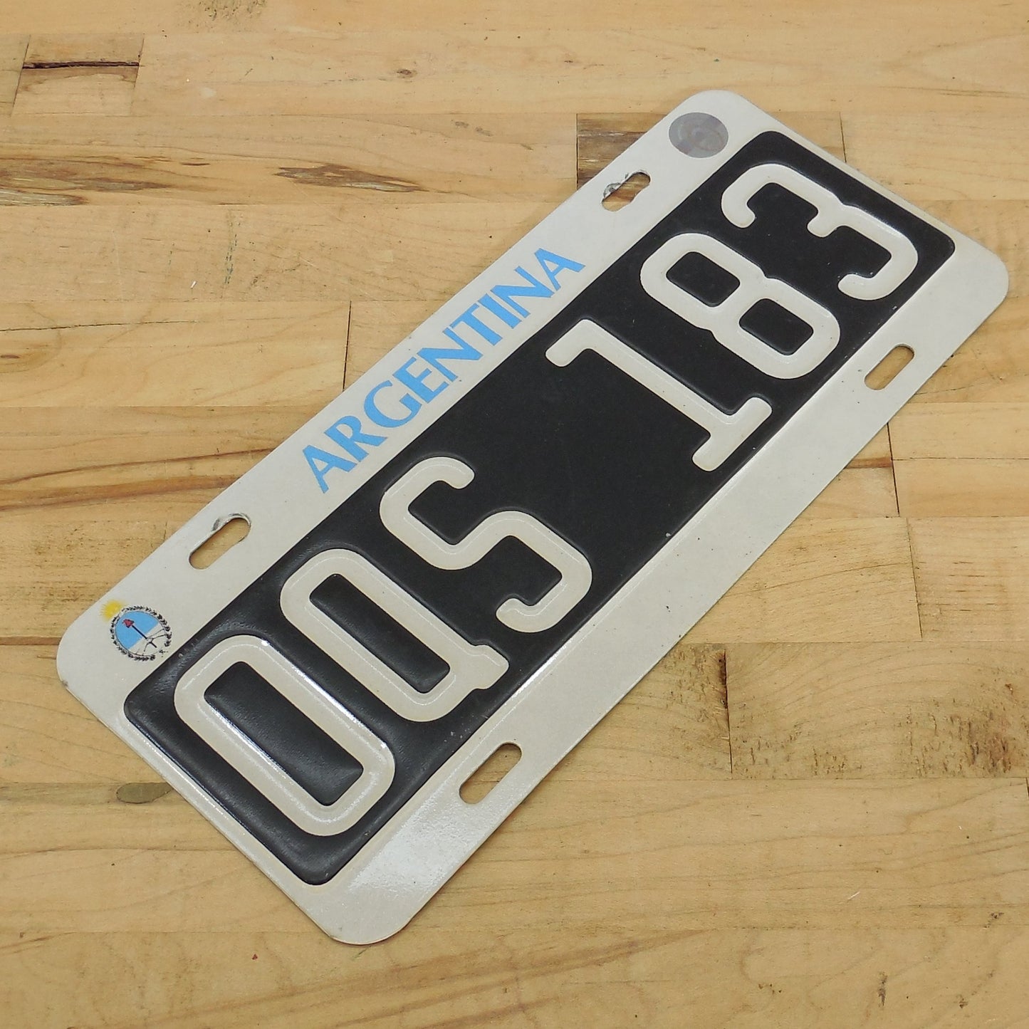 Argentina License Plate Tag  0QS 183 Black White