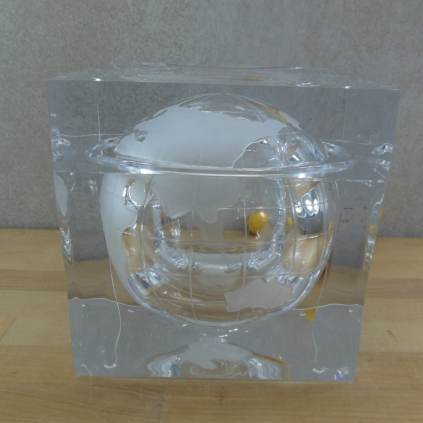 Albrizzi Lucite Acrylic Ice Bucket World Globe Earth Moon Italian