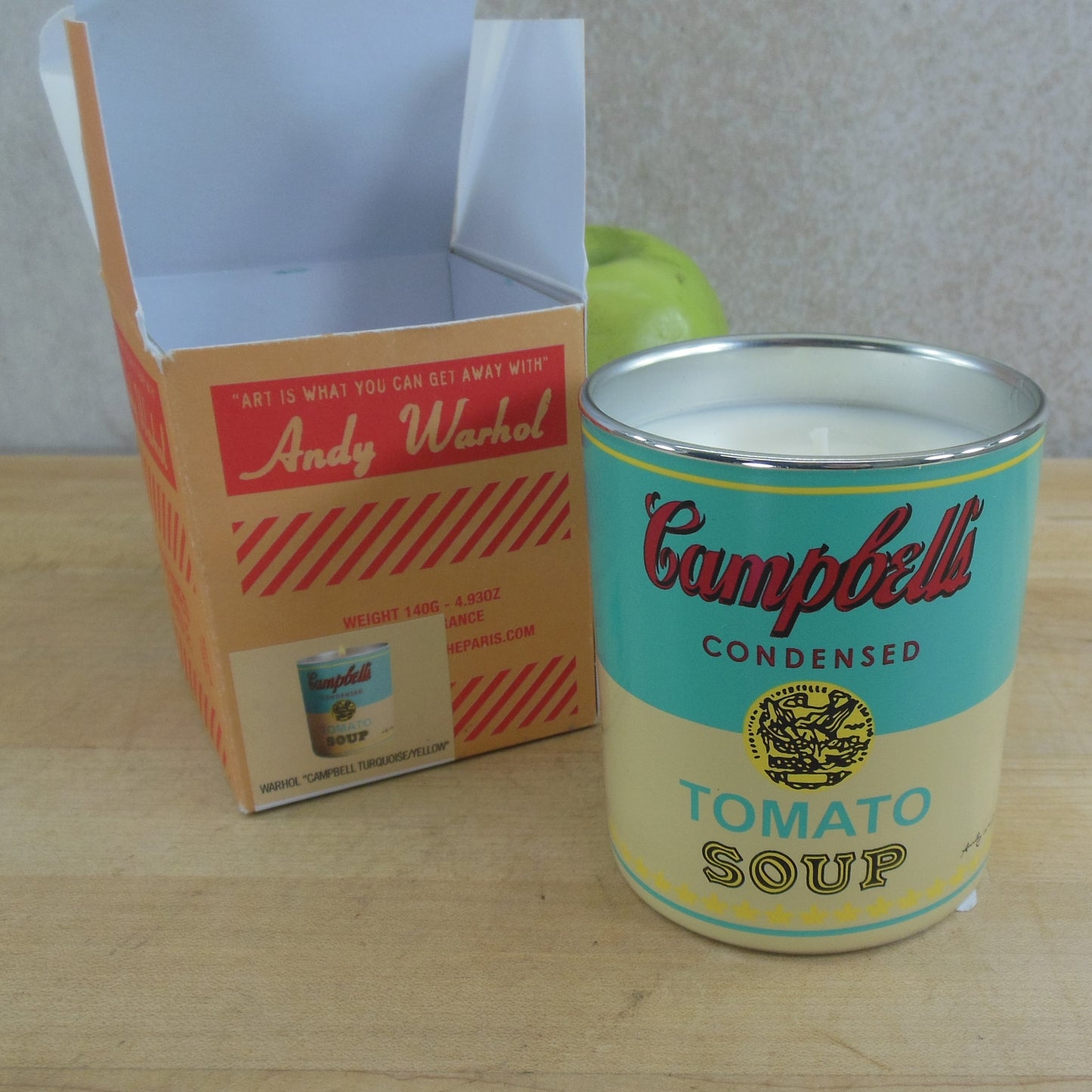 Andy Warhol Campbell Soup Can Candle Boxed Turquoise Yellow