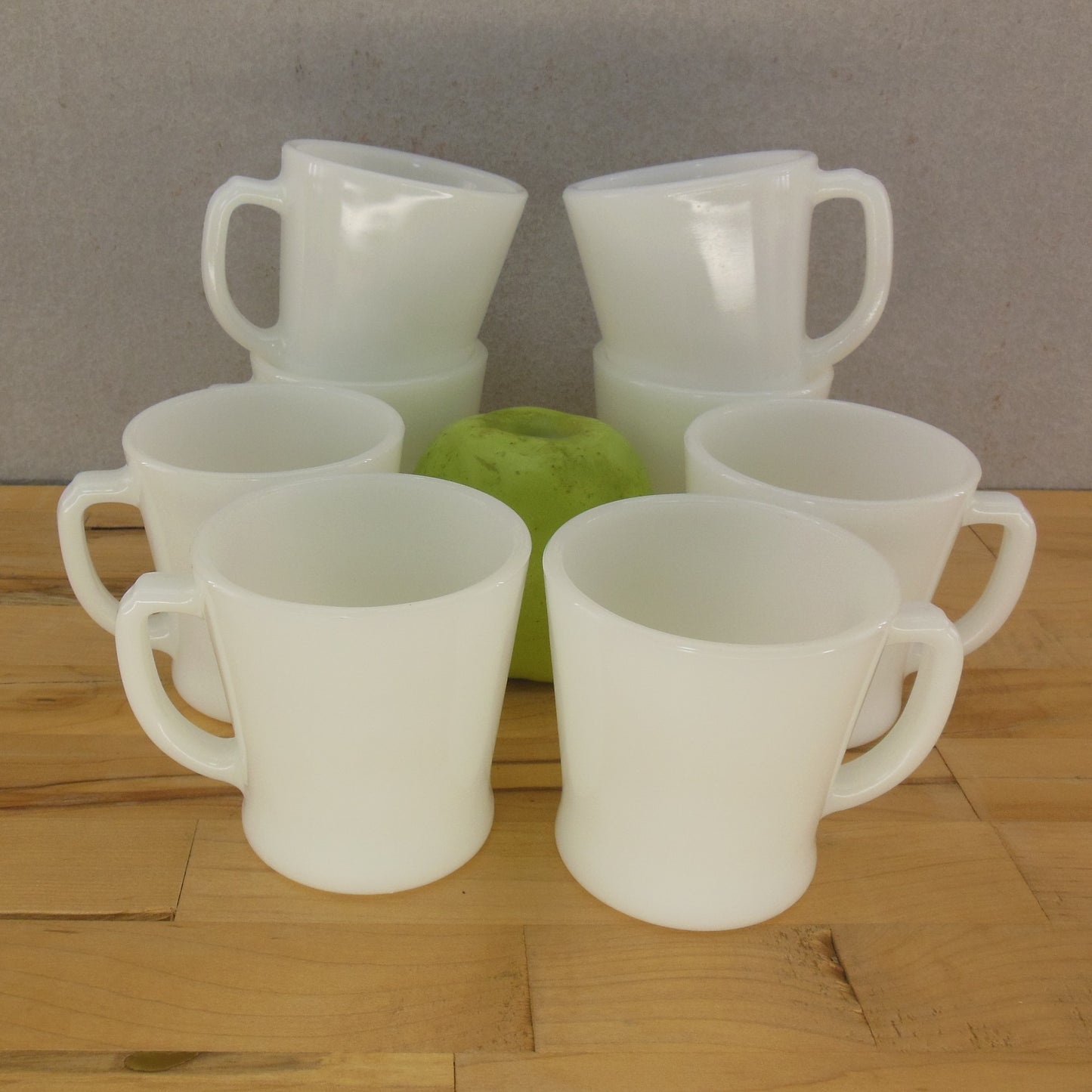 Anchor Hocking USA Solid White Glass Mug 8 Set D Handle