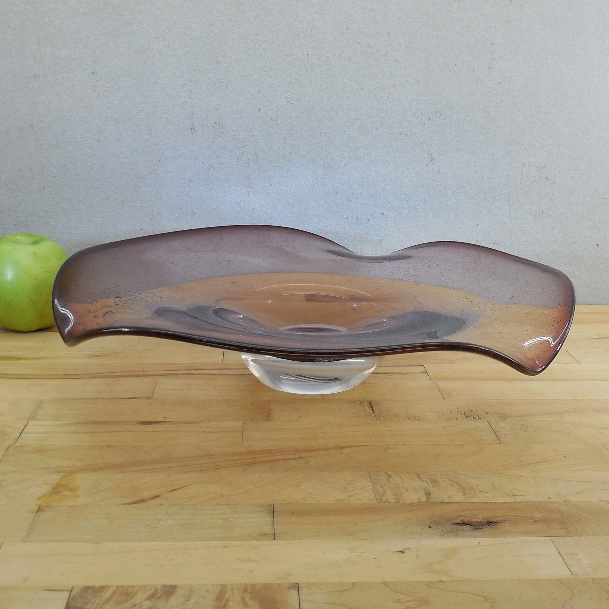 Adam Jablonski Large Blown Glass Bowl 15" Purple White Sommerso Signed