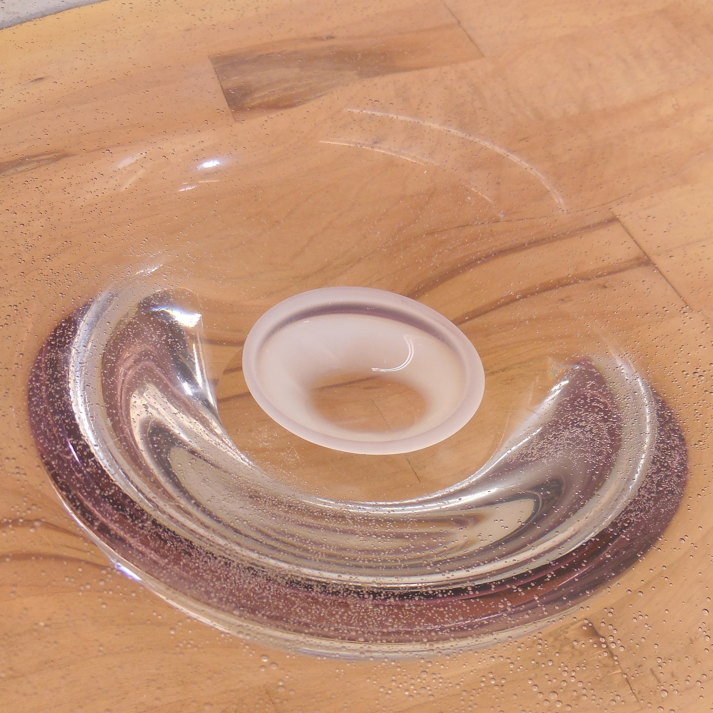 Adam Jablonski Large Blown Glass Bowl 15" Purple White Sommerso Signed Used