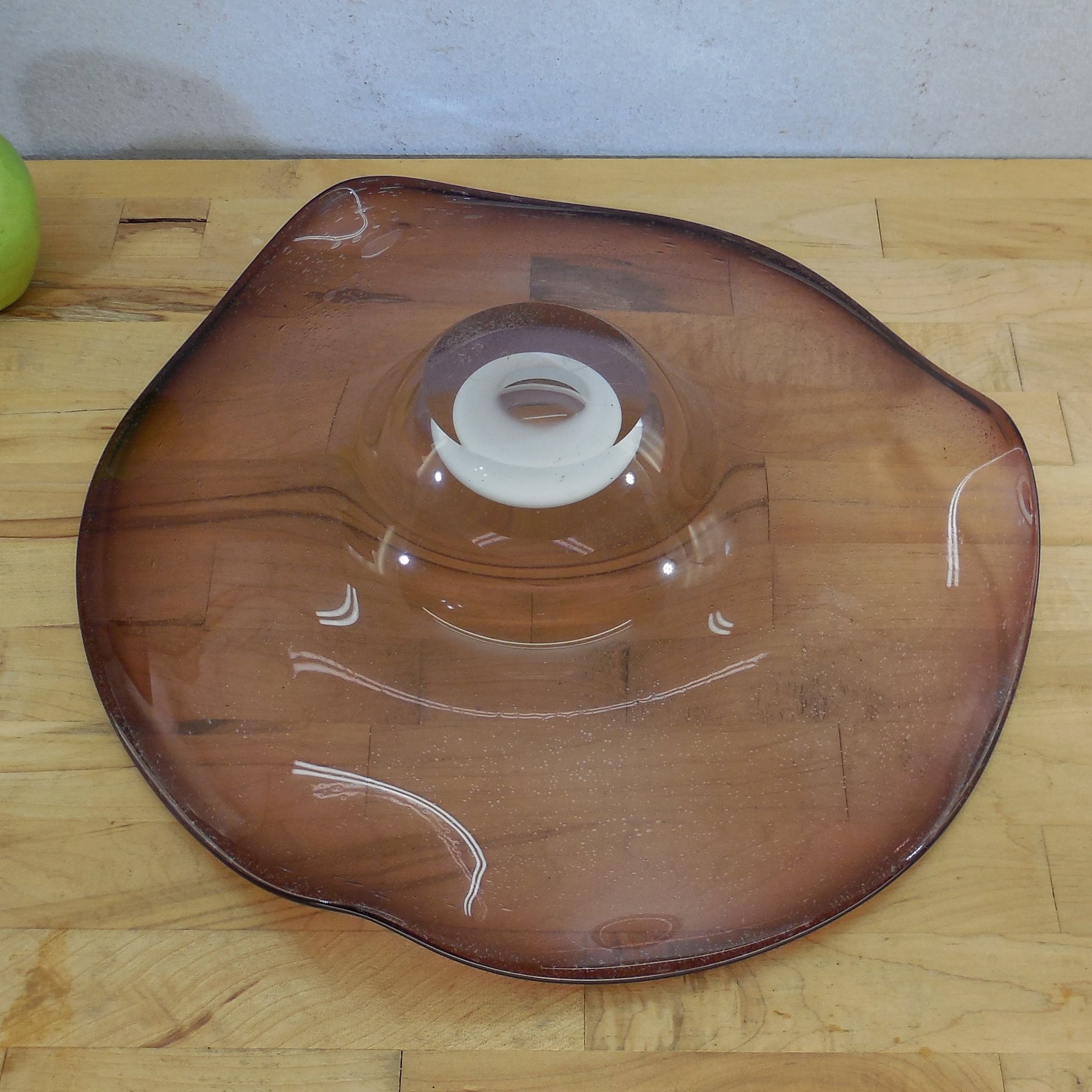 Adam Jablonski Large Blown Glass Bowl 15" Purple White Sommerso Signed Centerpiece