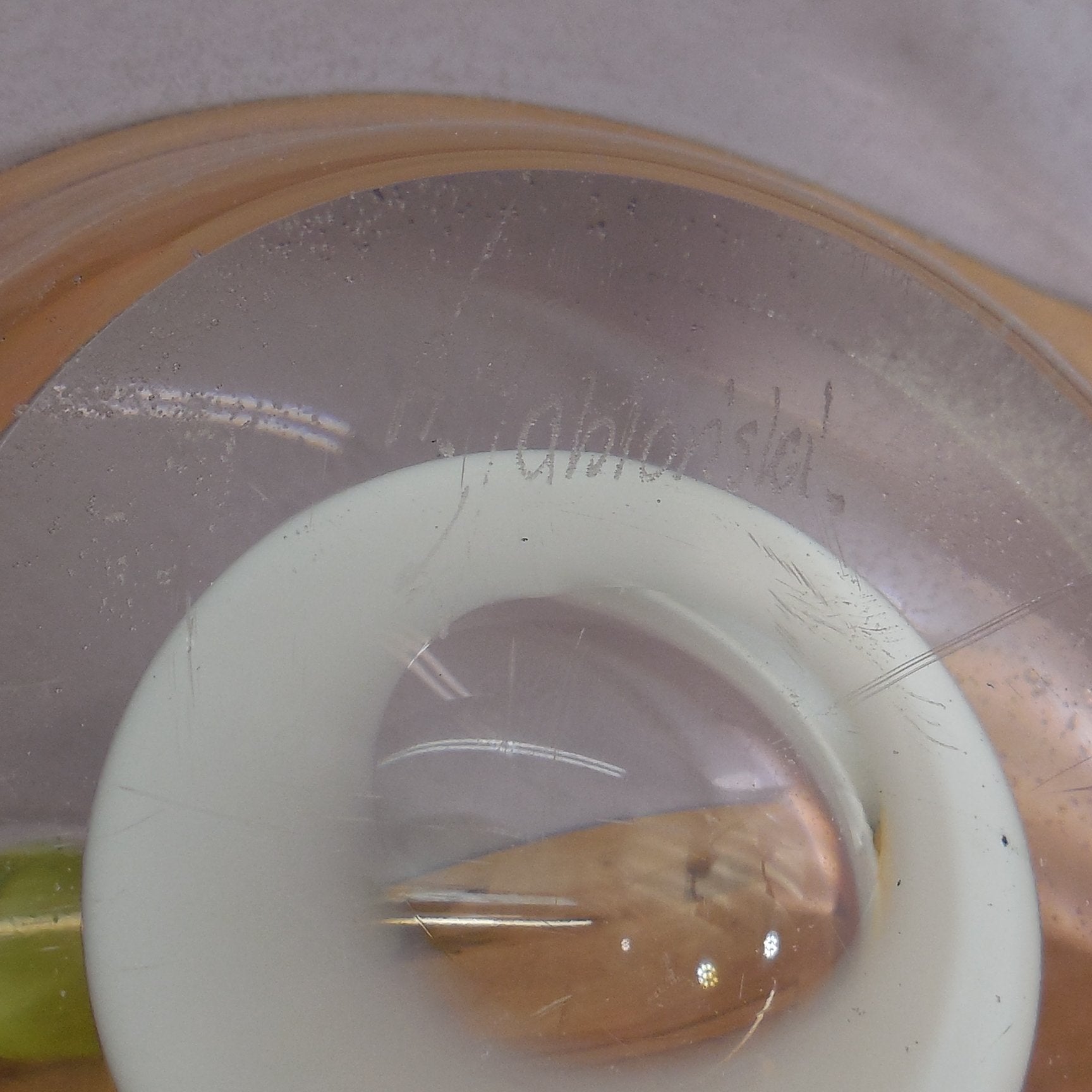 Adam Jablonski Large Blown Glass Bowl 15" Purple White Sommerso Signed Artist