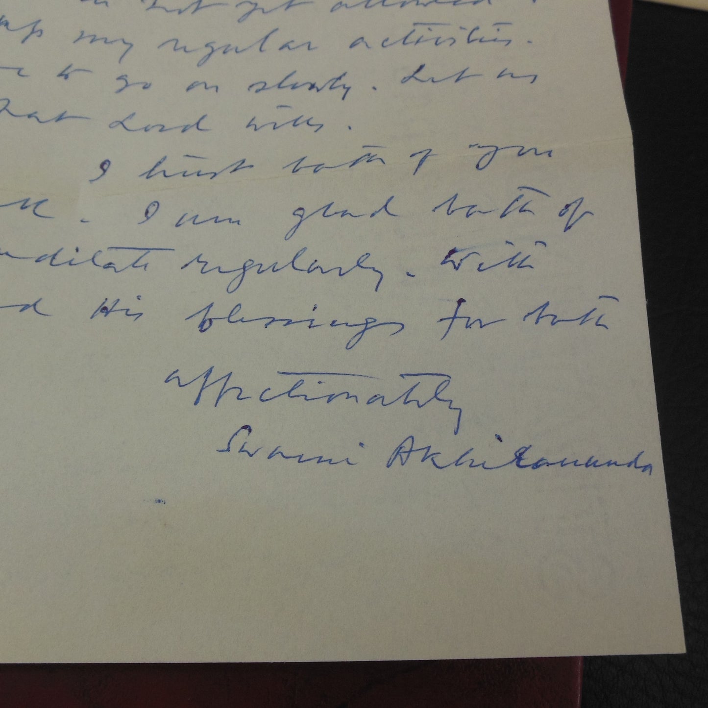 Swami Akhilananda Signed Letter in Book - Hindu View of Christ 1949 1960