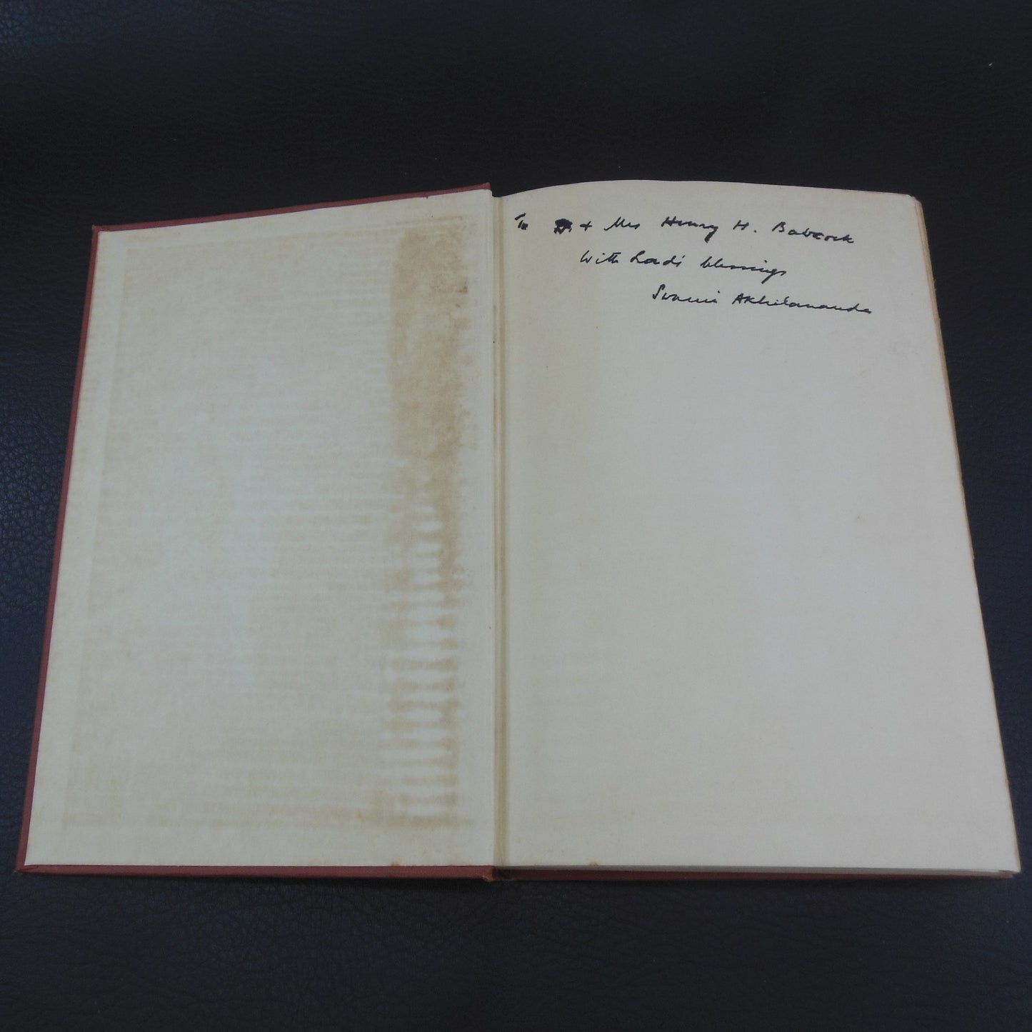 Swami Akhilananda Signed Book - Hindu Psychology 1946 Inscribed