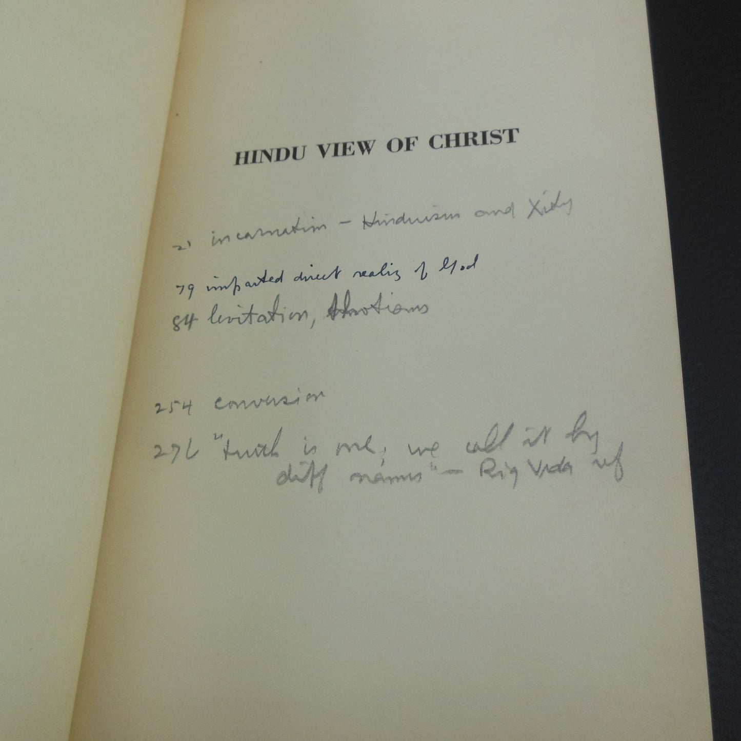 Swami Akhilananda Signed Book - Hindu View of Christ 1949 Notes