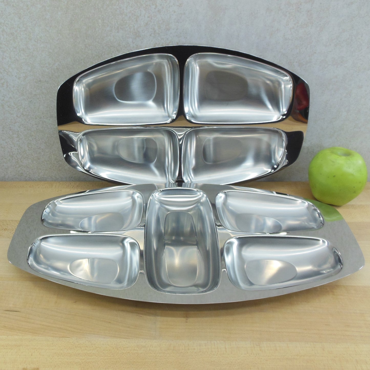 Alessi Italy Inox 18-10 Stainless Divided Serving Trays 4 & 5 Compartment