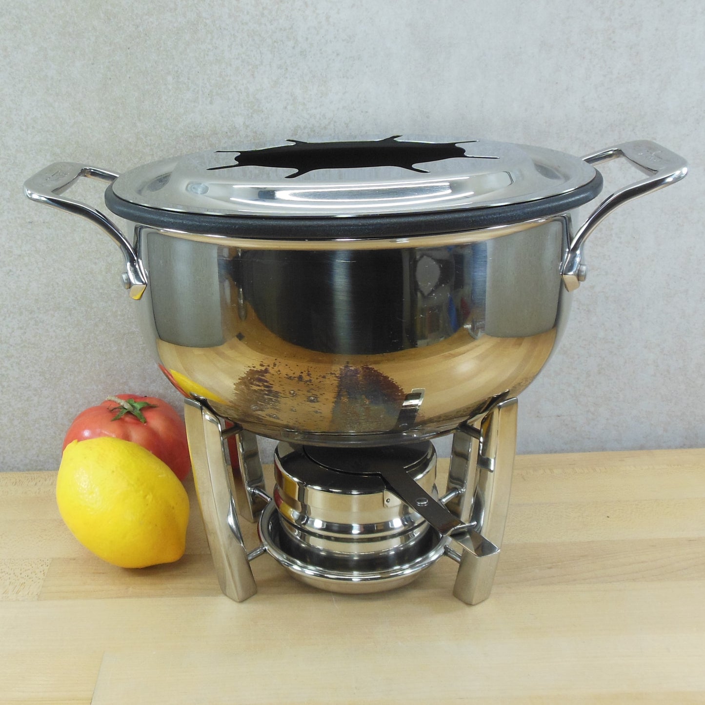 All-Clad 3 Quart Oval Fondue Pot Set Stainless Non-stick