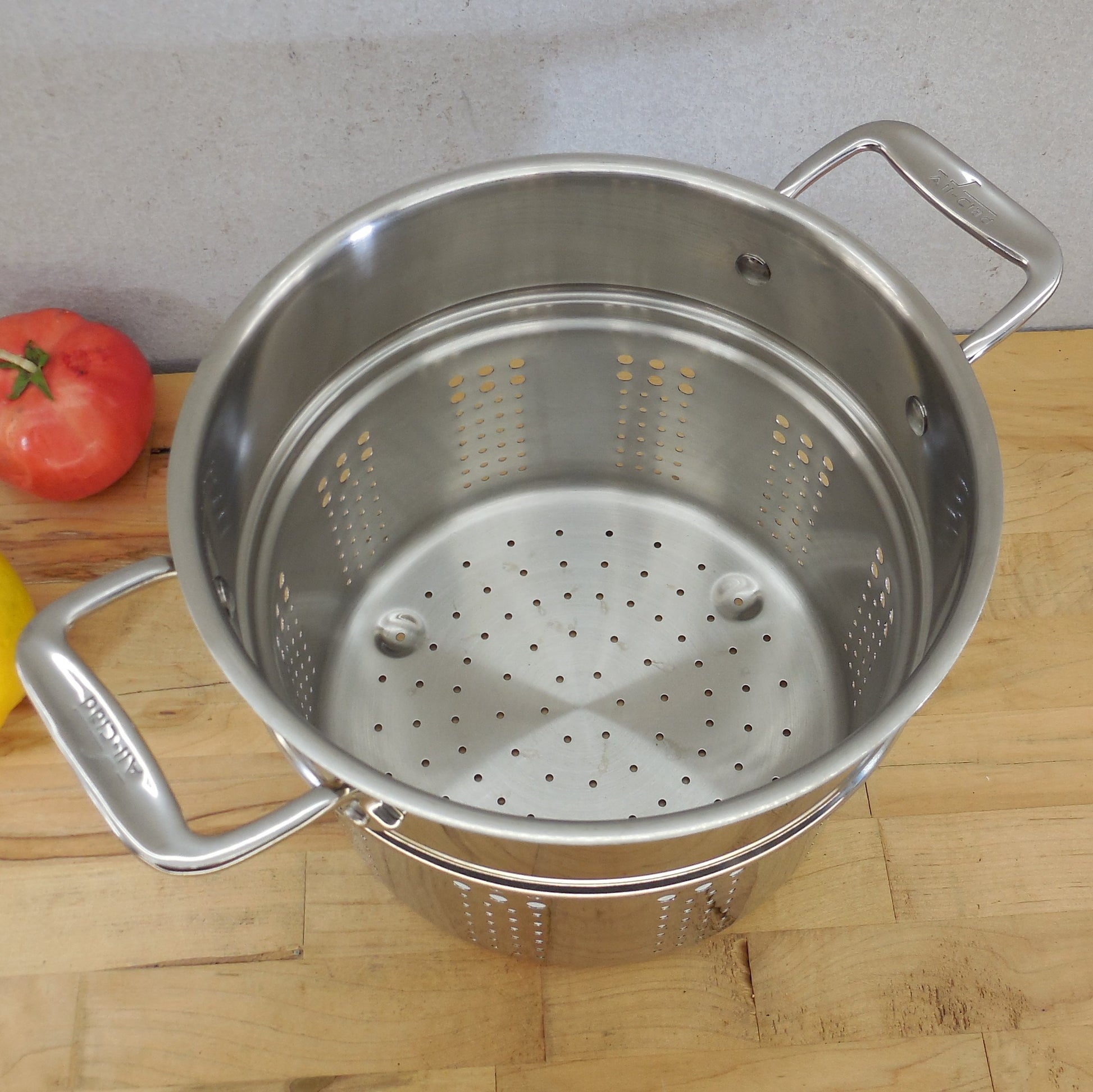 All-Clad Stainless Steamer Pasta Insert 9.25" Dia. x 7" Tall Double Handles