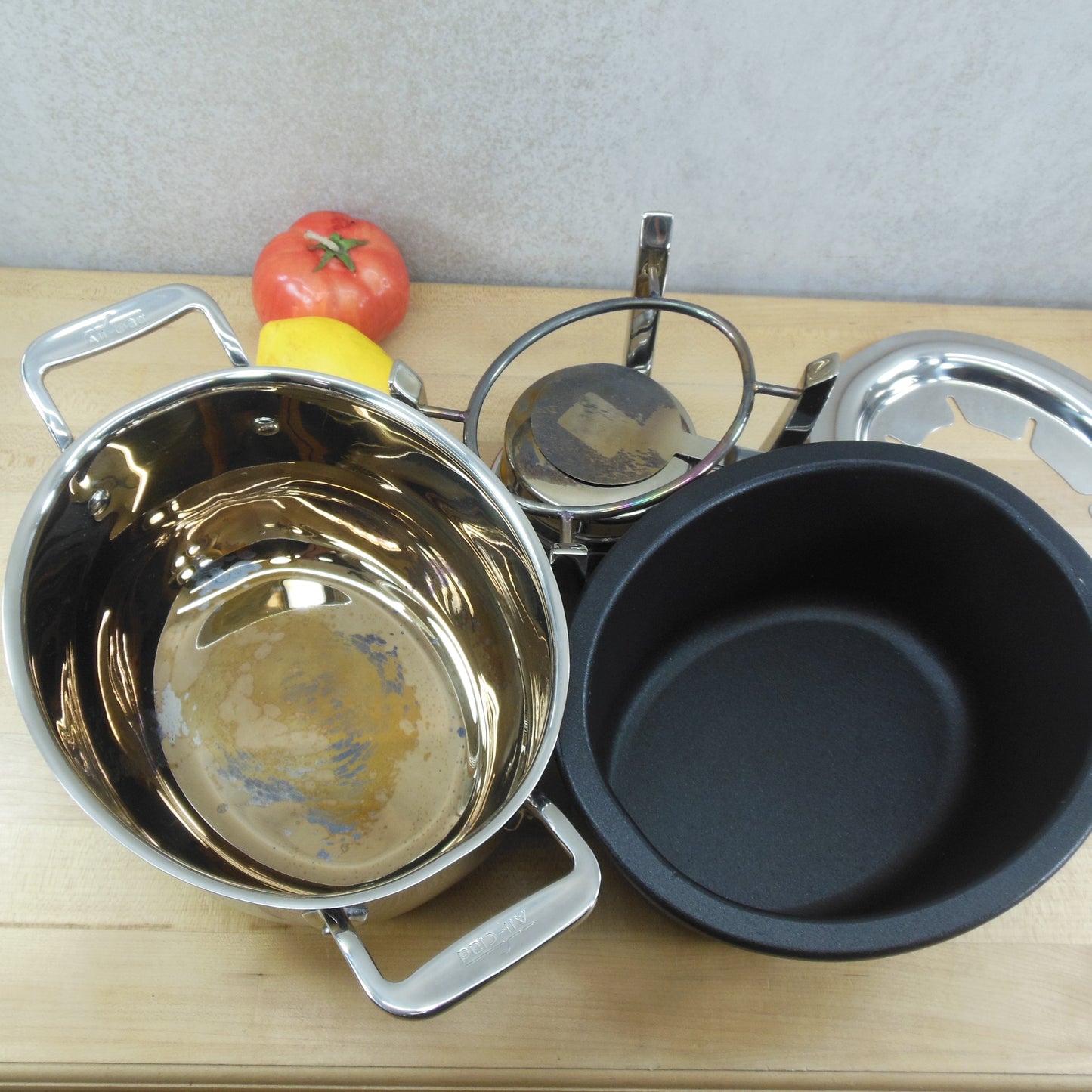 All-Clad 3 Quart Oval Fondue Pot Set Stainless Non-stick Tarnish