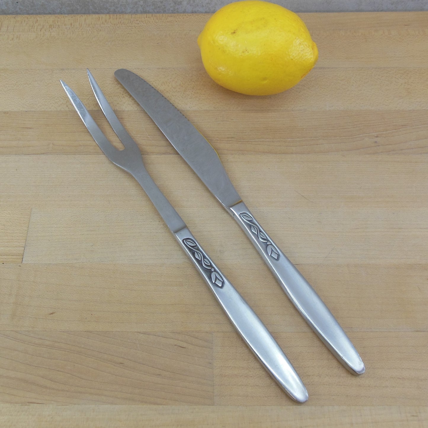 Amefa Holland Tulip Time Stainless Carving Fork Knife Set