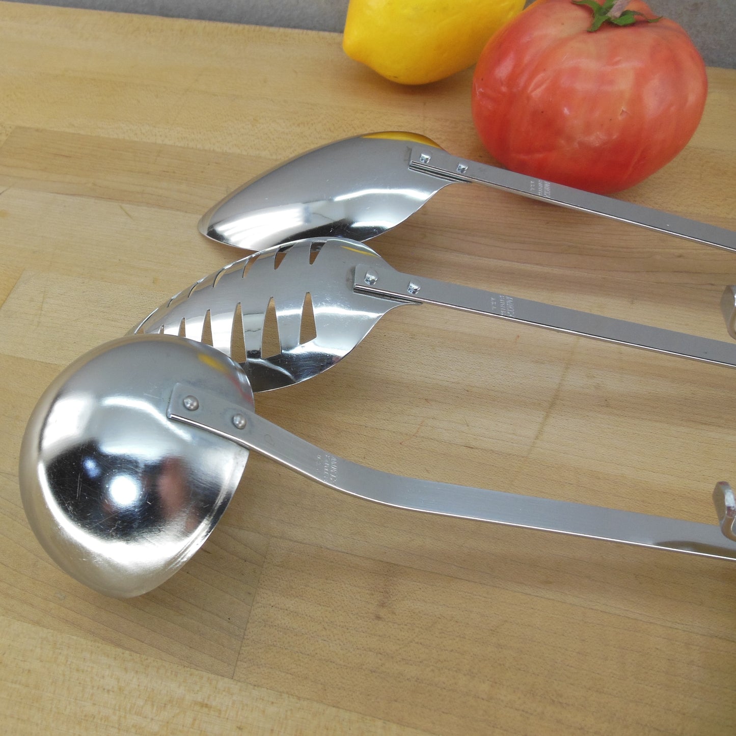 Androck USA Stainless Kitchen Ladle Slotted Solid Spoons Hang Hook Handle used