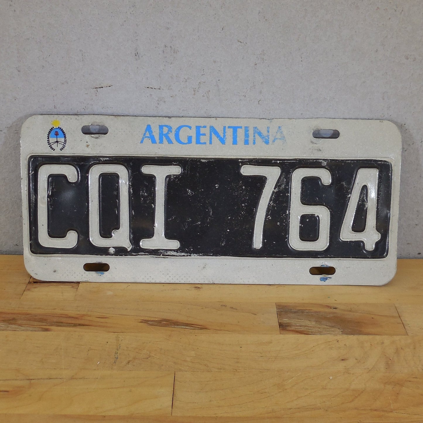 Argentina License Plate Tag - CQI-764 Black White