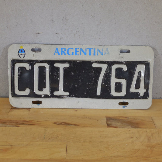 Argentina License Plate Tag - CQI-764 Black White