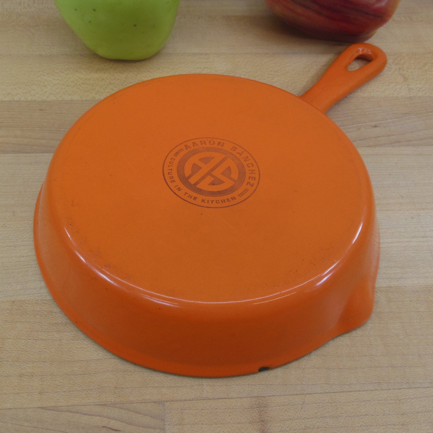 Aaron Sanchez #3 Orange Enamel Cast Iron Skillet 6.25" Used