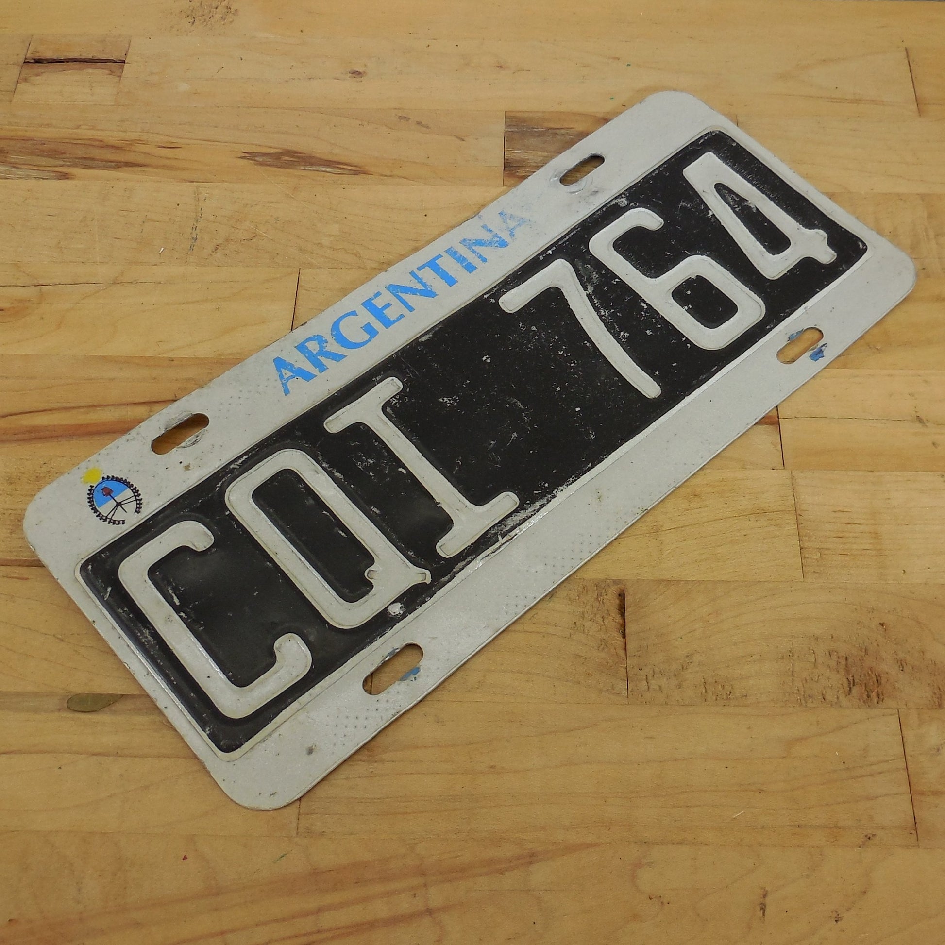 Argentina License Plate Tag - CQI-764 Black White