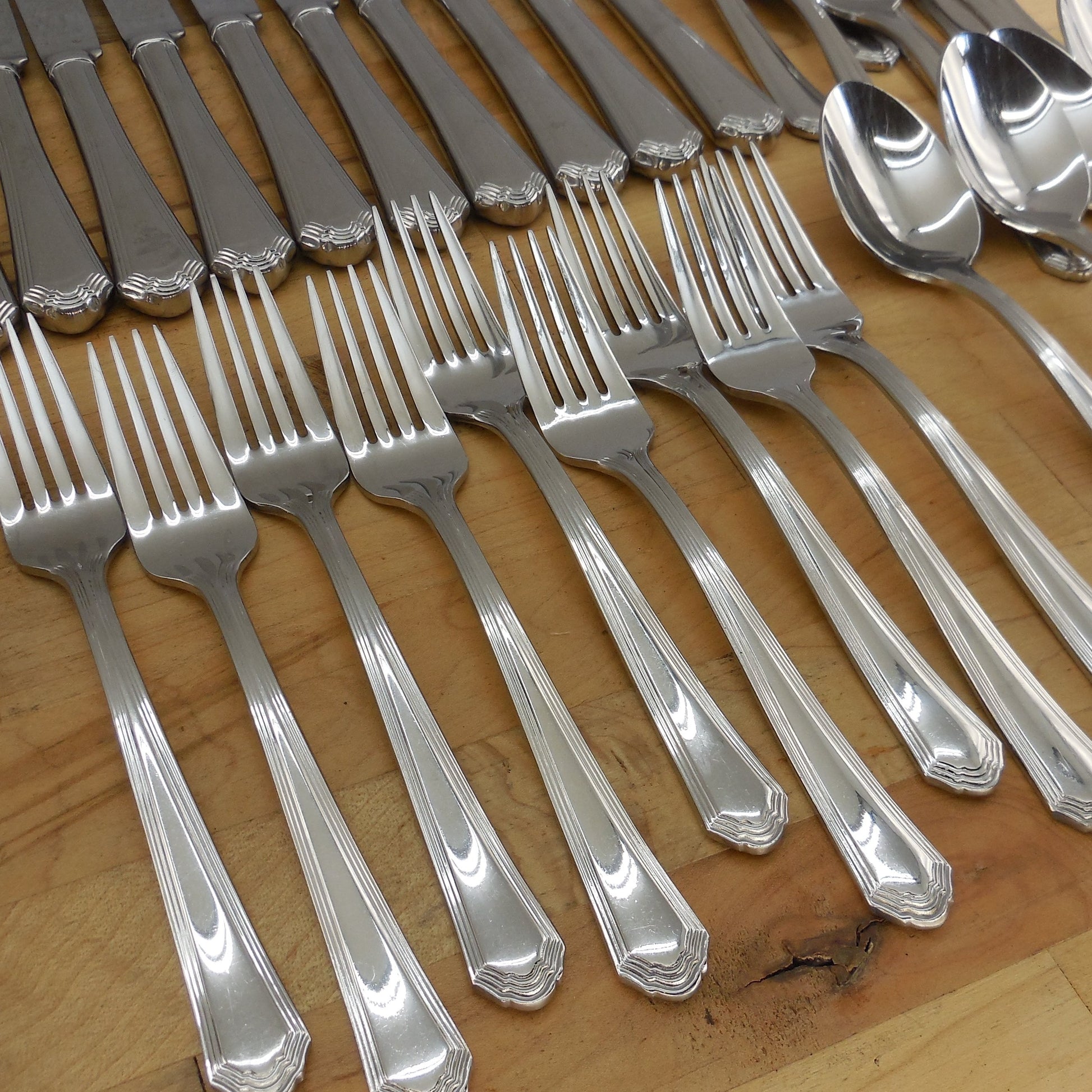Lenox Archway Glossy Stainless Flatware 52 Piece Lot Partial Set salad dinner fork