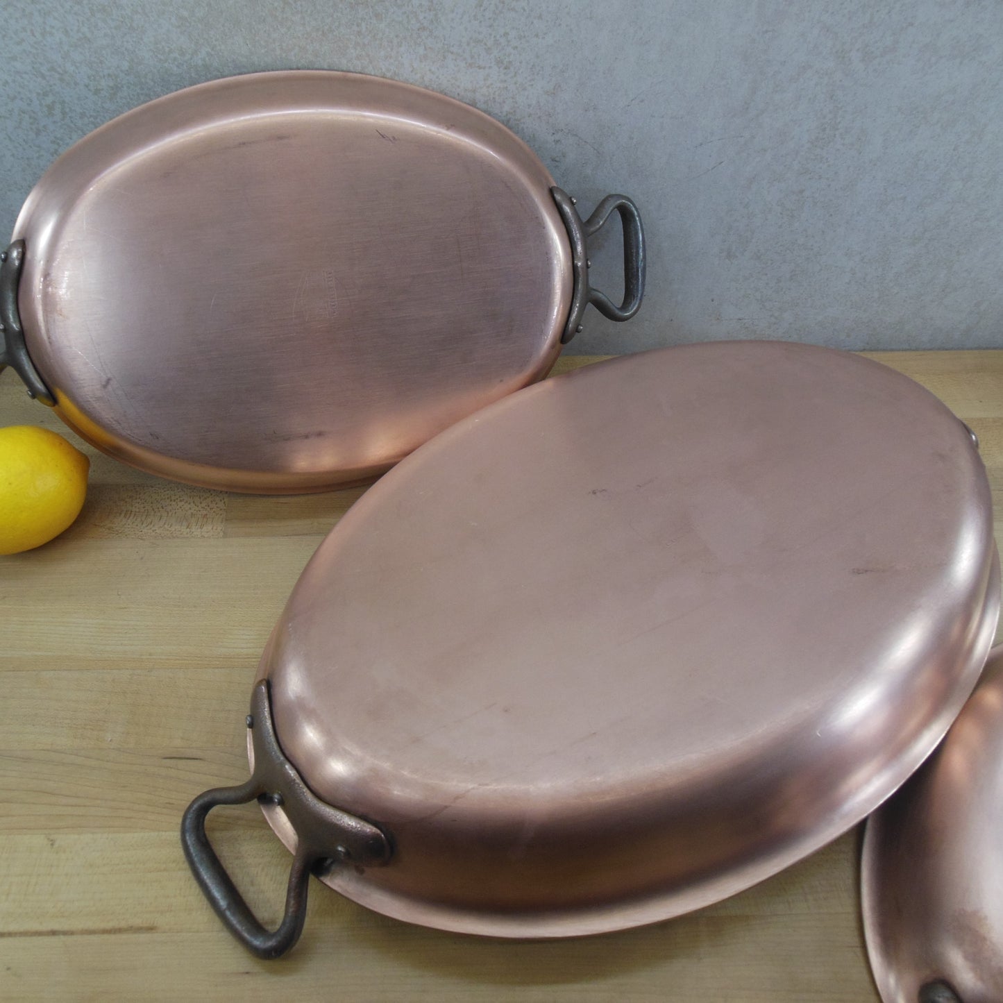 Falk Culinair Belgium Classic Copper Stainless Oval Au Gratin Pans 3 Set Cleaned