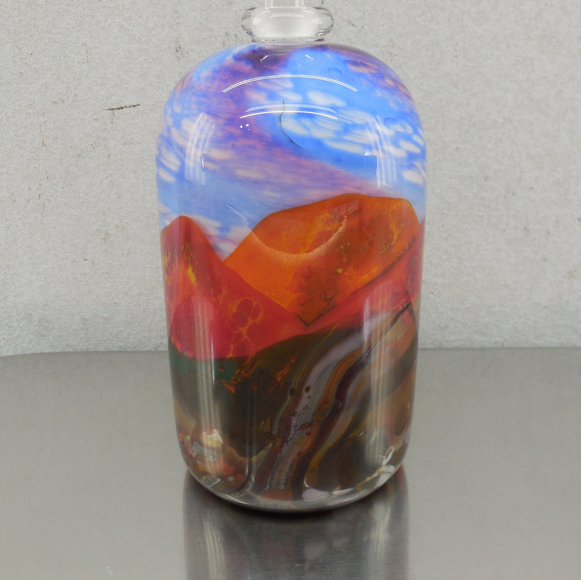Chris Pantano "Outback" Landscape Art Glass Perfume Bottle 609-99 Signed Australia