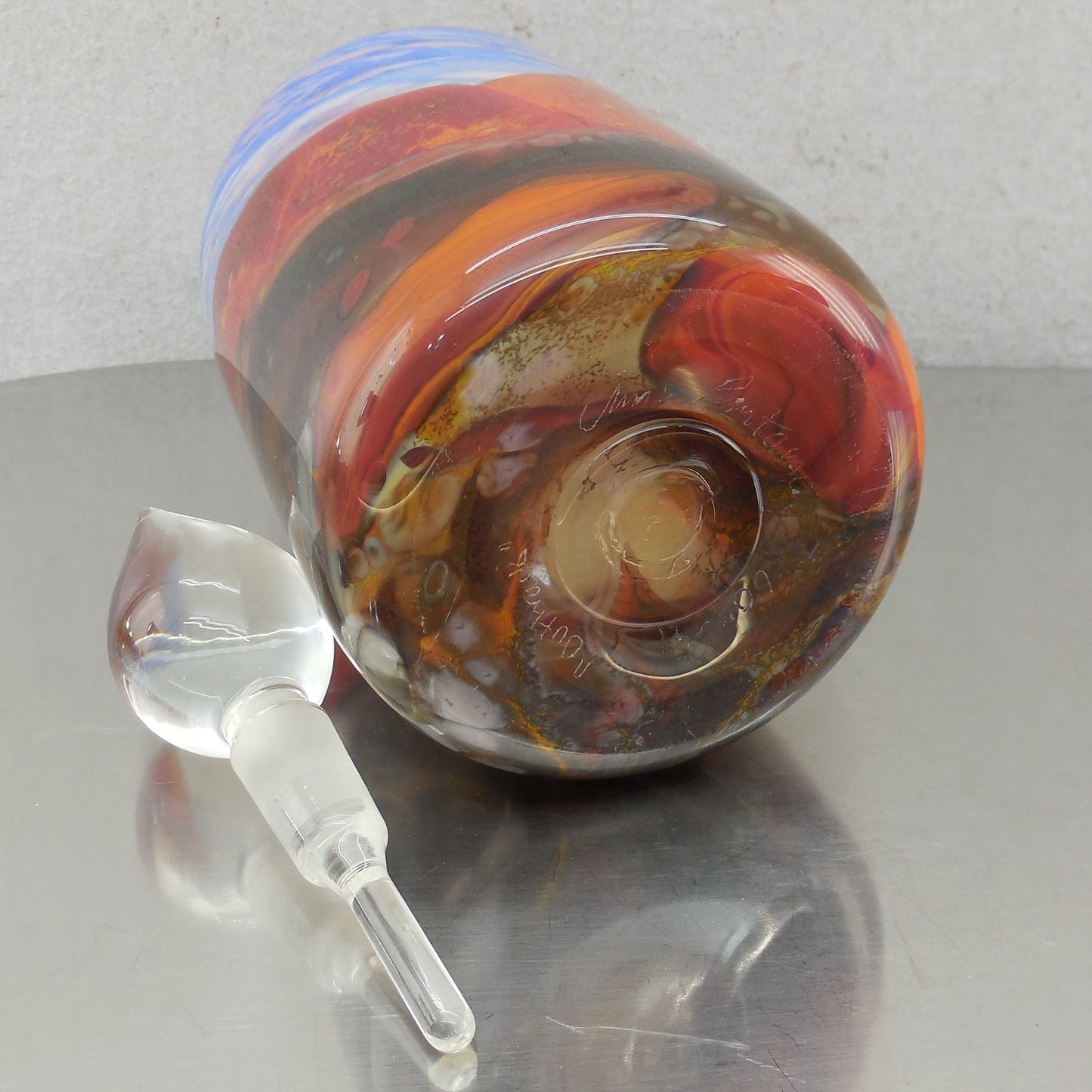 Chris Pantano "Outback" Landscape Art Glass Perfume Bottle 609-99 Signed Bl
own Pontil
