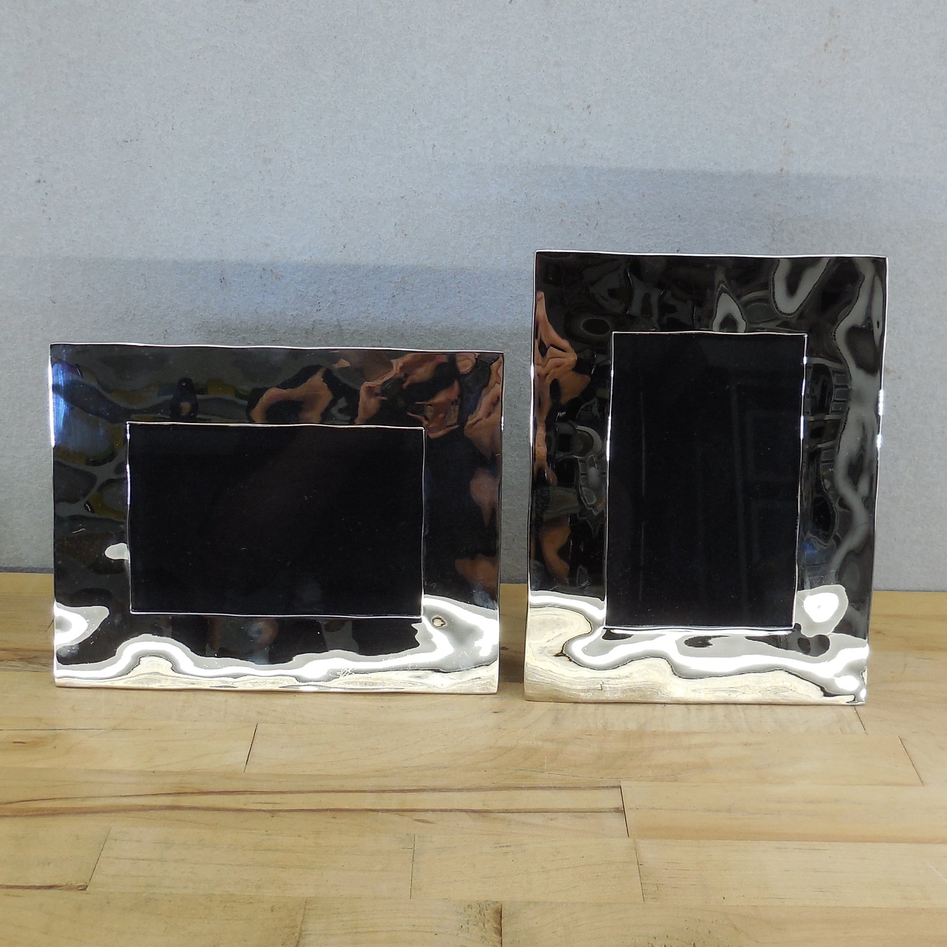 Michael Aram Reflective Water Silver Tone Photo Frames Pair 4x6