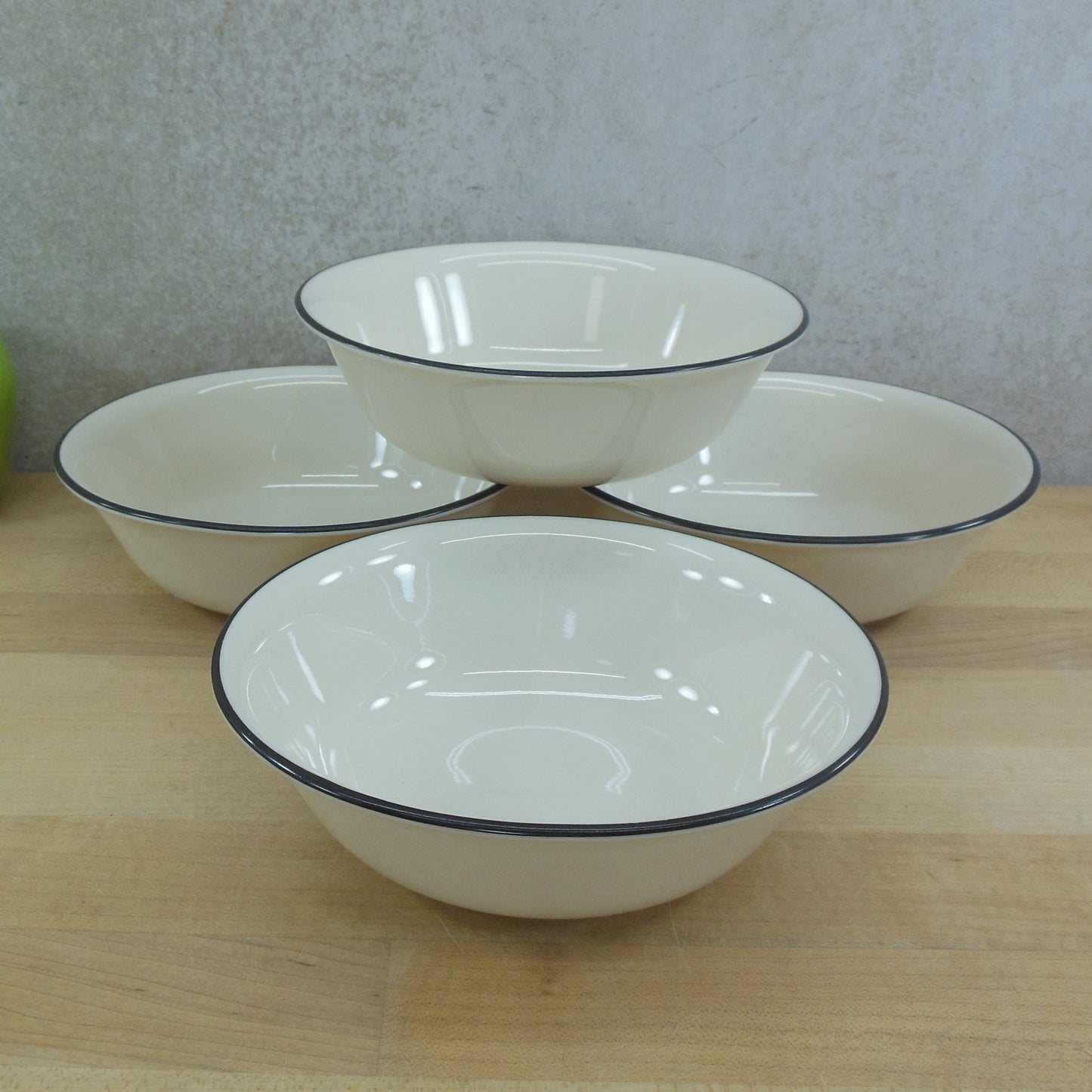 Corning Ware Corelle Dusk Beige Black Rim Cereal Bowl - 4 Set