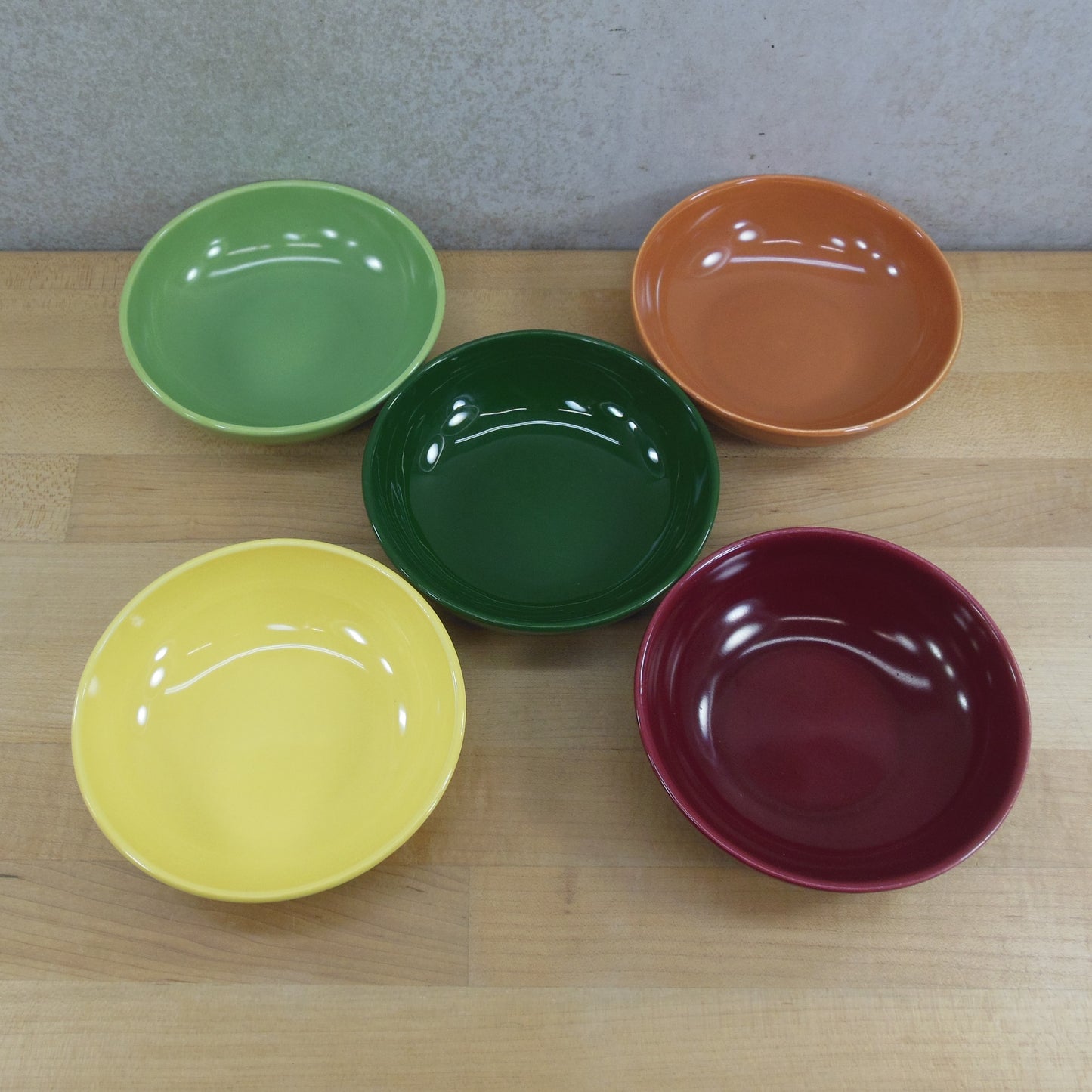 Santa Anita Ware California Modern Dinnerware - 5 Berry Bowls Multi-Color Vintage Used