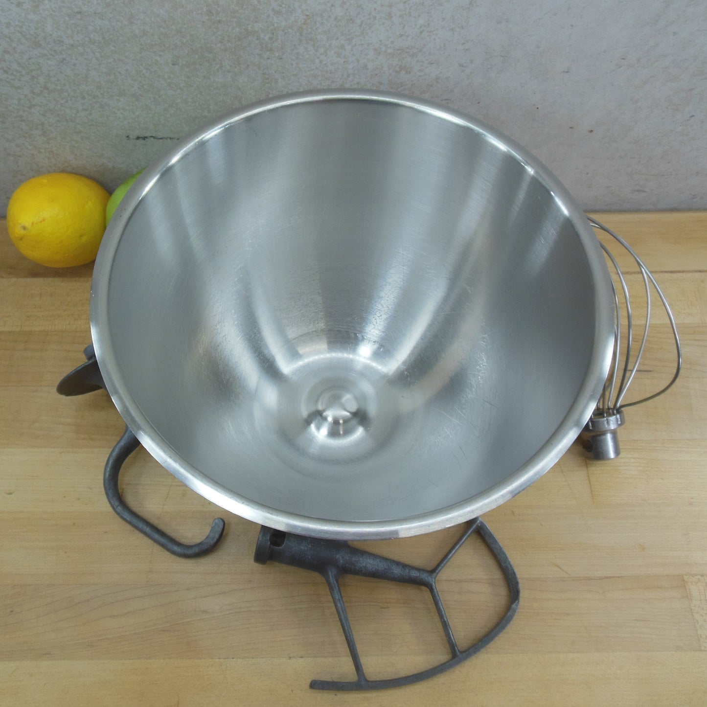 KitchenAid Hobart USA K45 Stainless 4.5 Qt Mixer Bowl & Beater Set Vintage