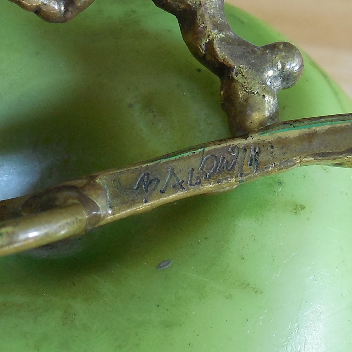 1970's Signed Baldwin Brutalist Brass Tree Buckle Leather Belt Hippie