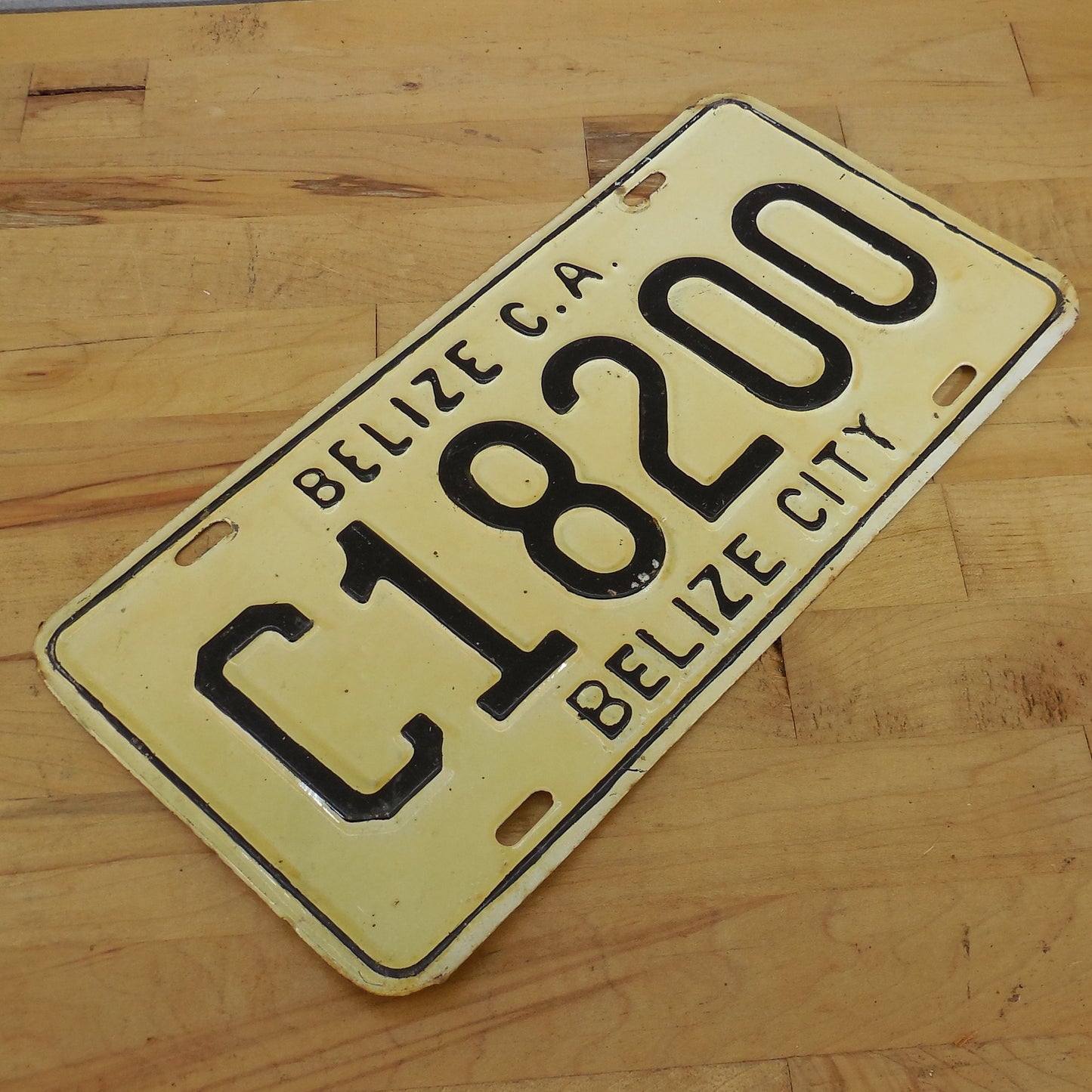 Belize City License Plate Tag - C18200 Black Cream