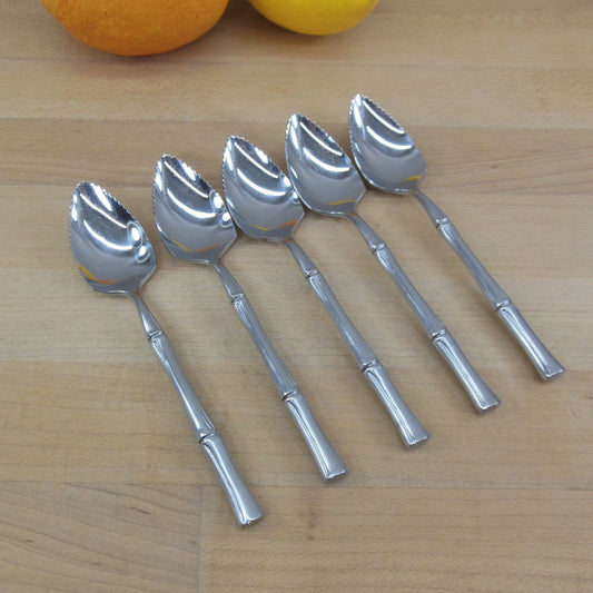 Towle Supreme Cutlery Bamboo Stainless Flatware - 5 Grapefruit Spoons Vintage Japan