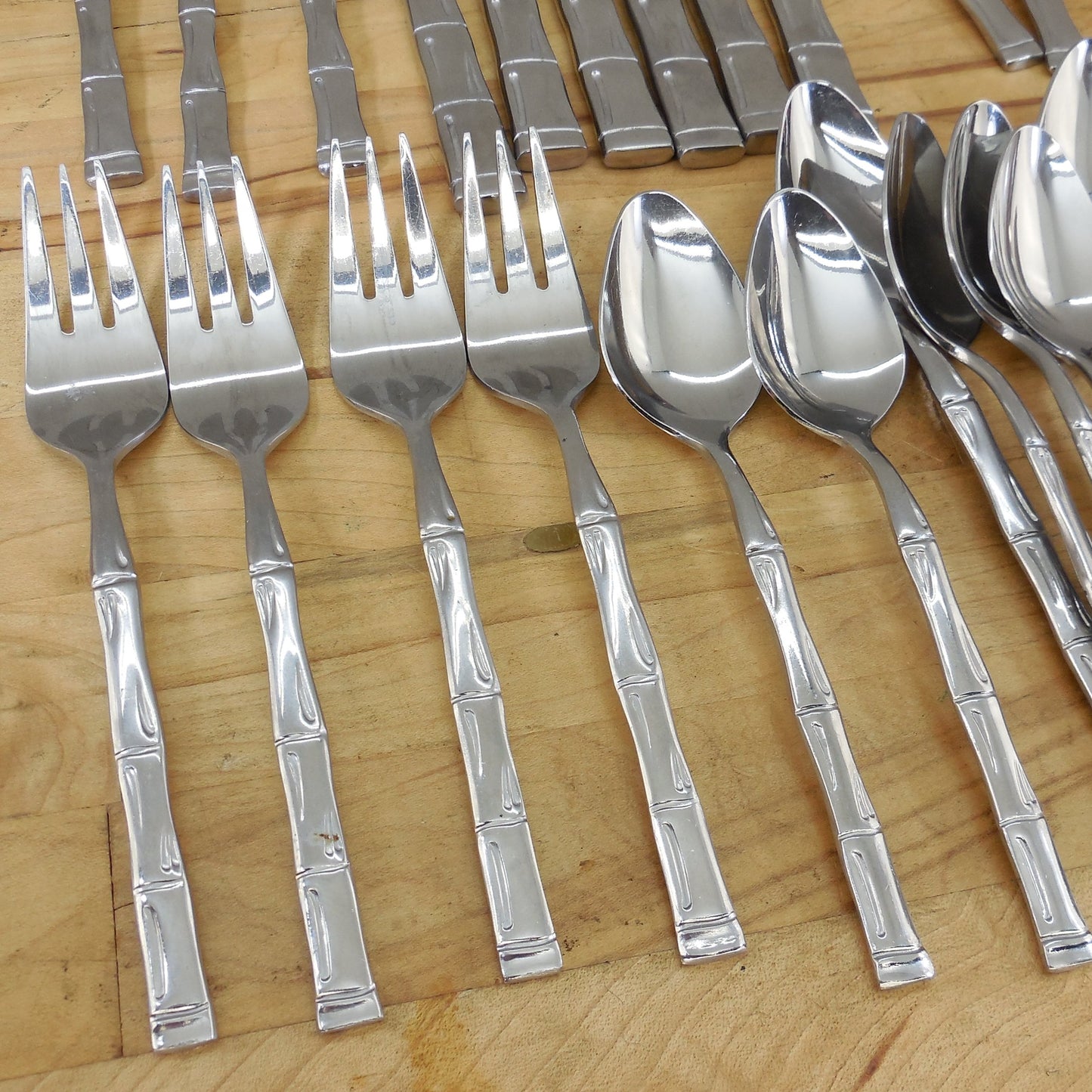 Sunshine Korea Royal Suprema Bamboo Stainless Flatware 33 Lot Unbranded